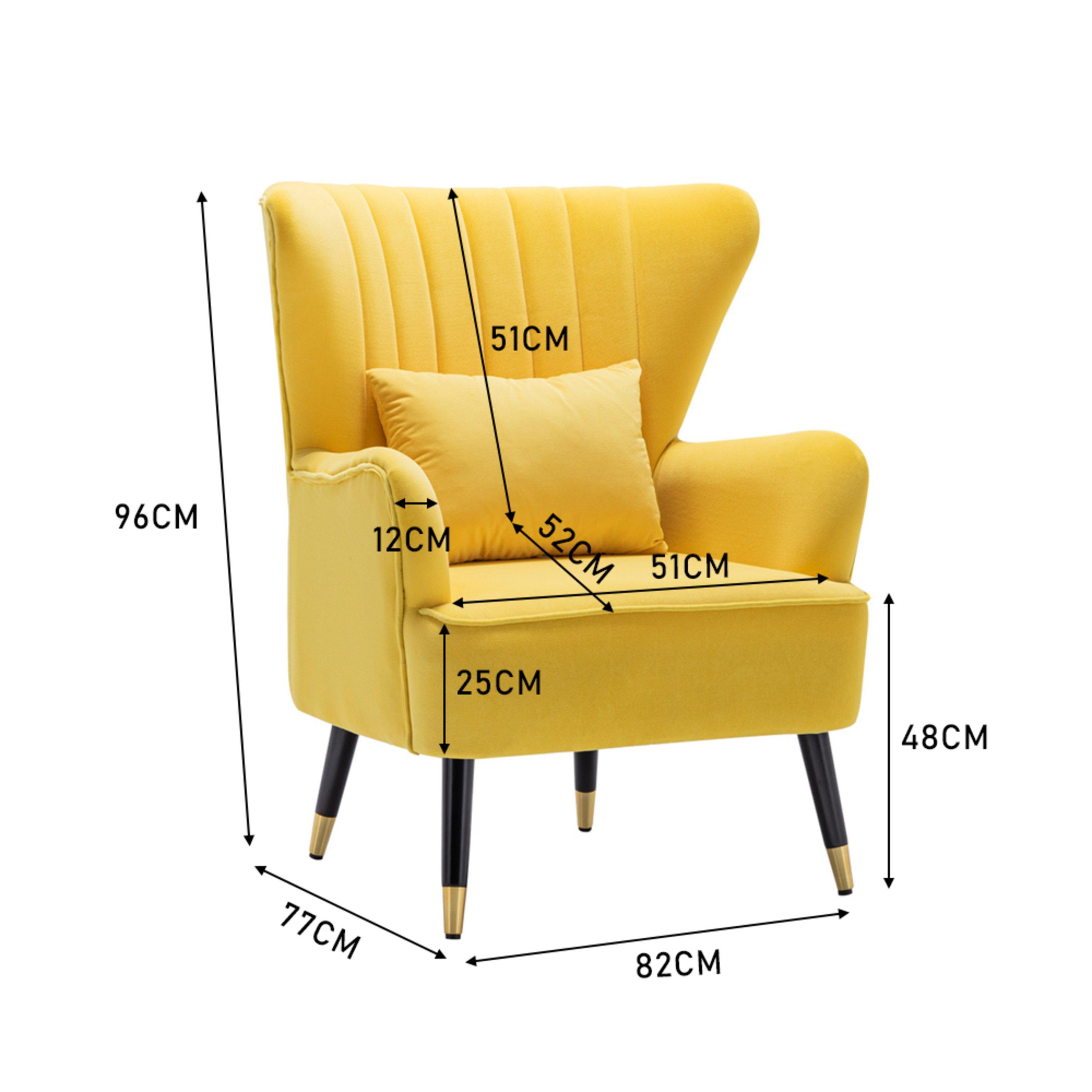 Yellow - Kabinet UK - Velvet Tufted Upholstered Armchair Yellow - 7