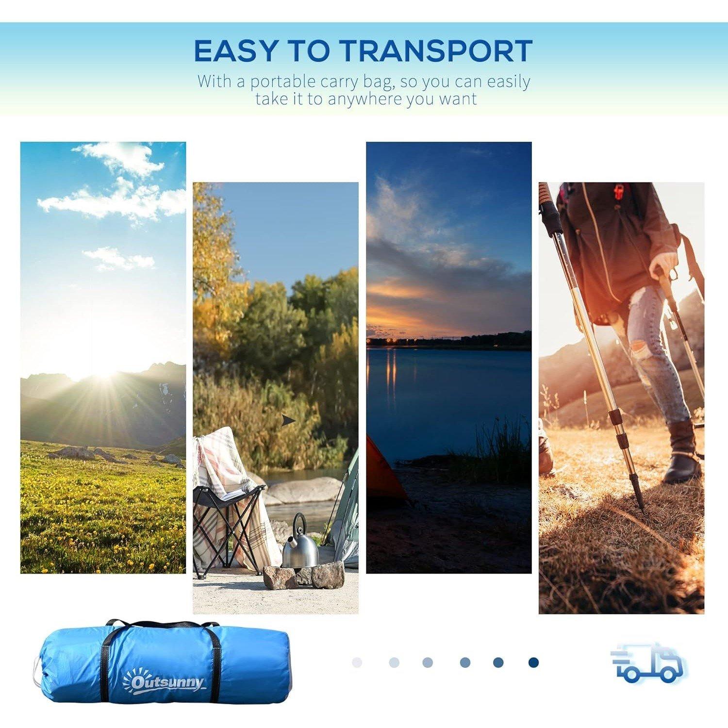 Blue - Outsunny - 4-6 Man Camping Tent with Two Bedroom - 8