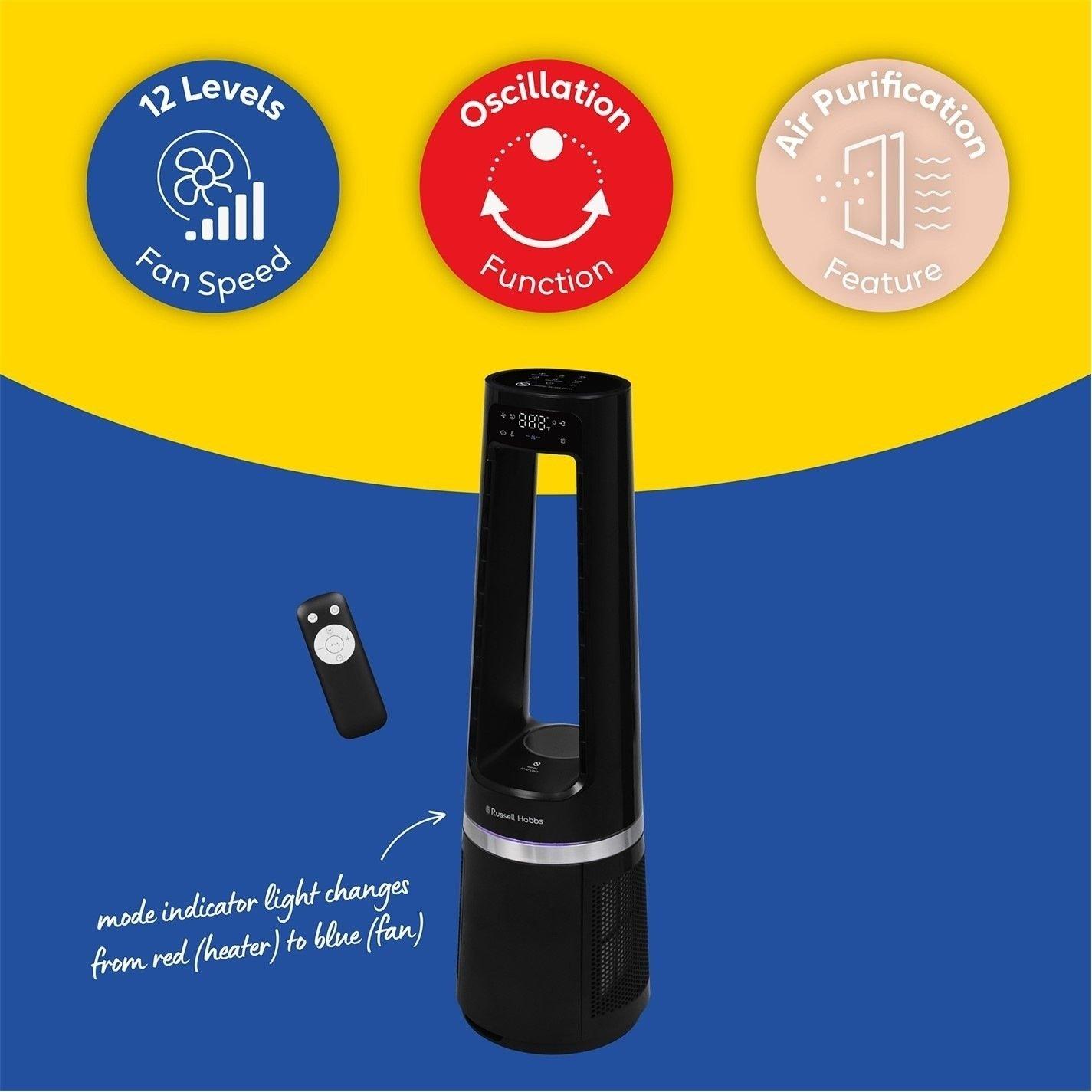 Black - Russell Hobbs - Bladeless Fan Cool and Heat in Black - 3