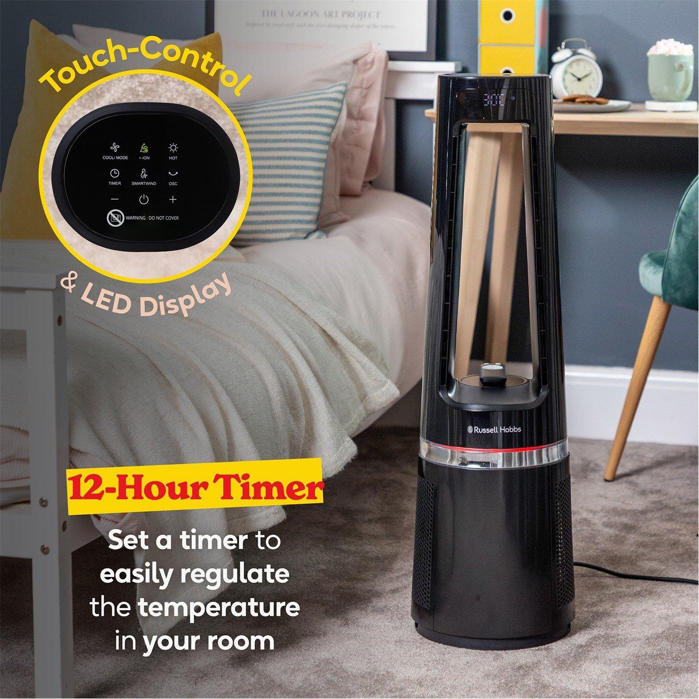 Black - Russell Hobbs - Bladeless Fan Cool and Heat in Black - 4