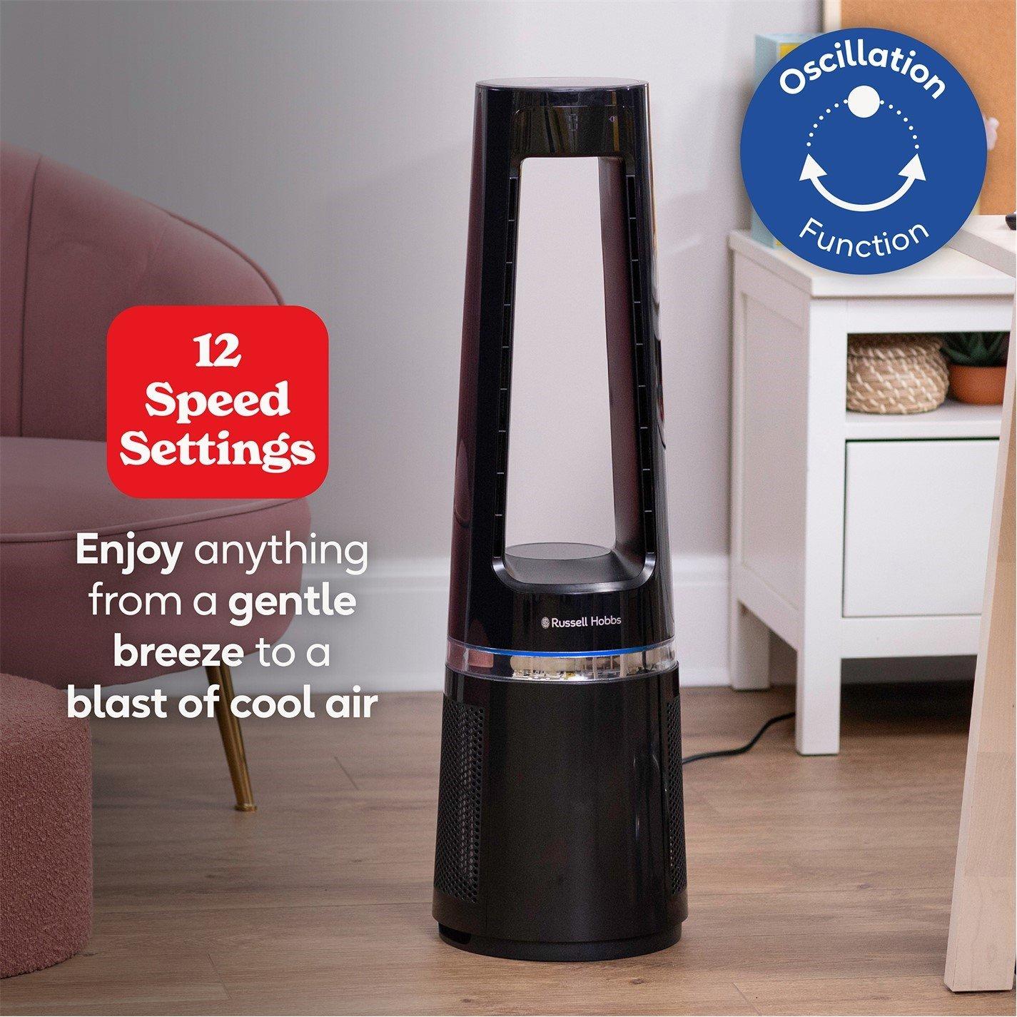 Black - Russell Hobbs - Bladeless Fan Cool and Heat in Black - 5