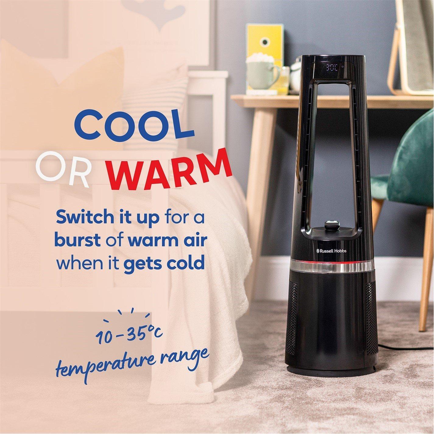 Black - Russell Hobbs - Bladeless Fan Cool and Heat in Black - 6