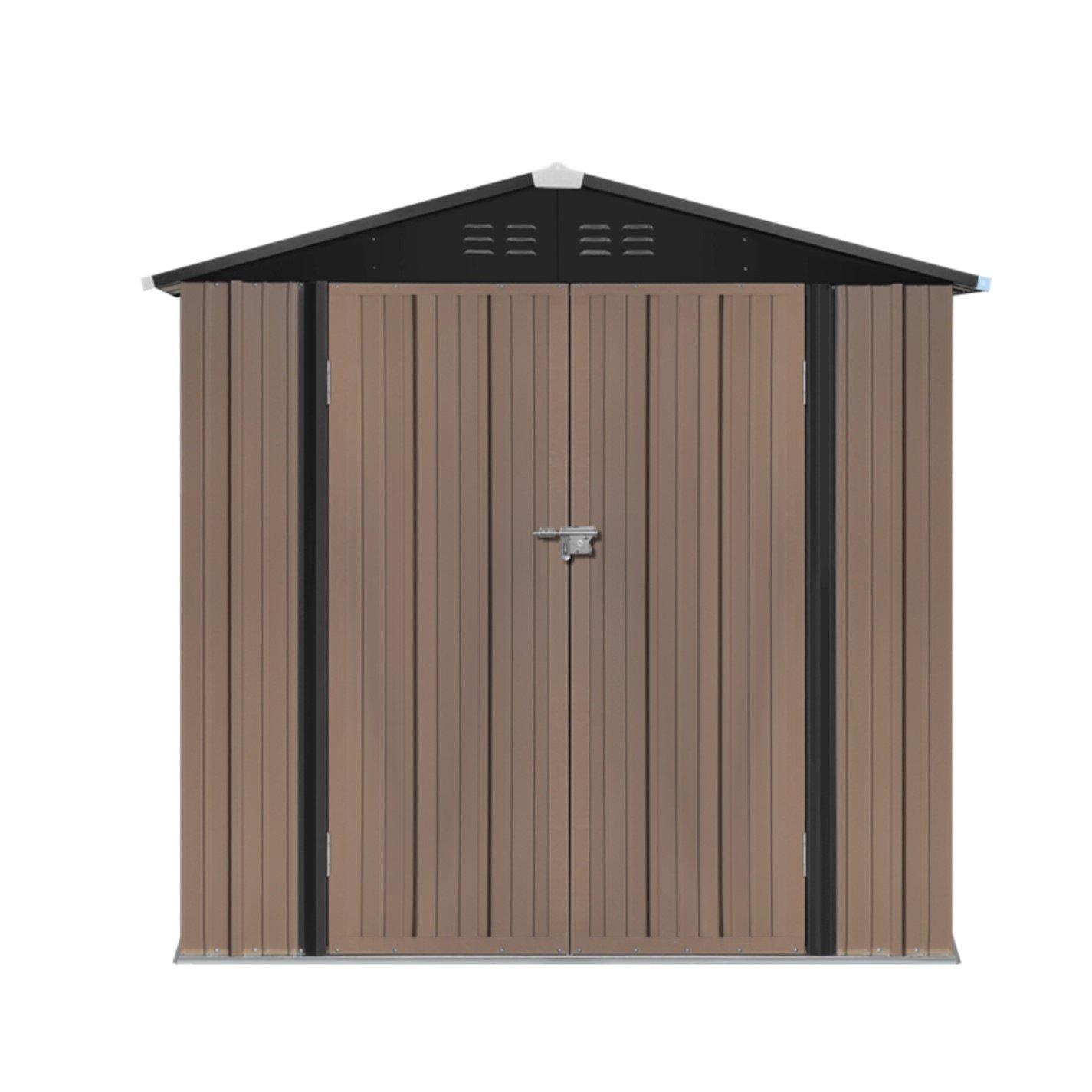 Brown - Breeins - Outdoor 4x6Fts Storage Metal Shed Brown - 2