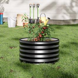 Breeins 80cm Round Galvanized Garden Bed Anthracite