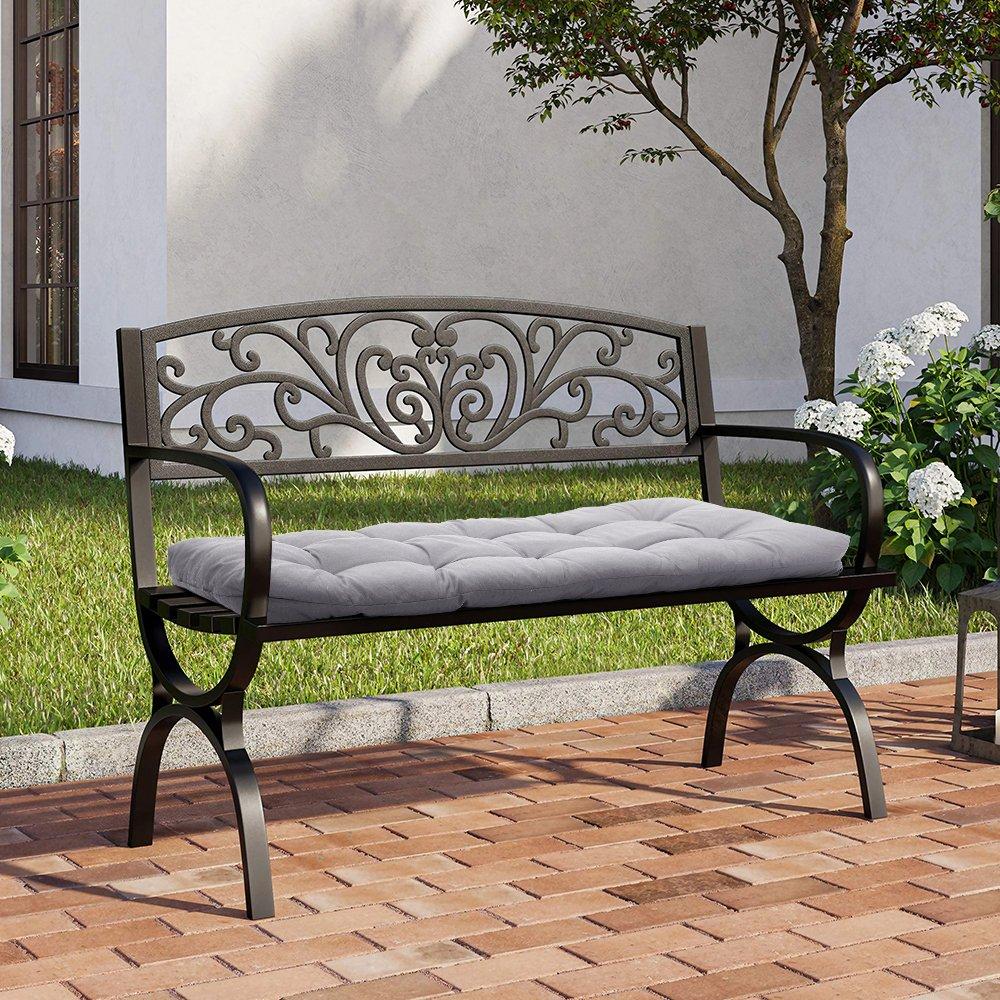 Grey - Breeins - 130cm Garden Bench Seating Cushion Light Grey - 1