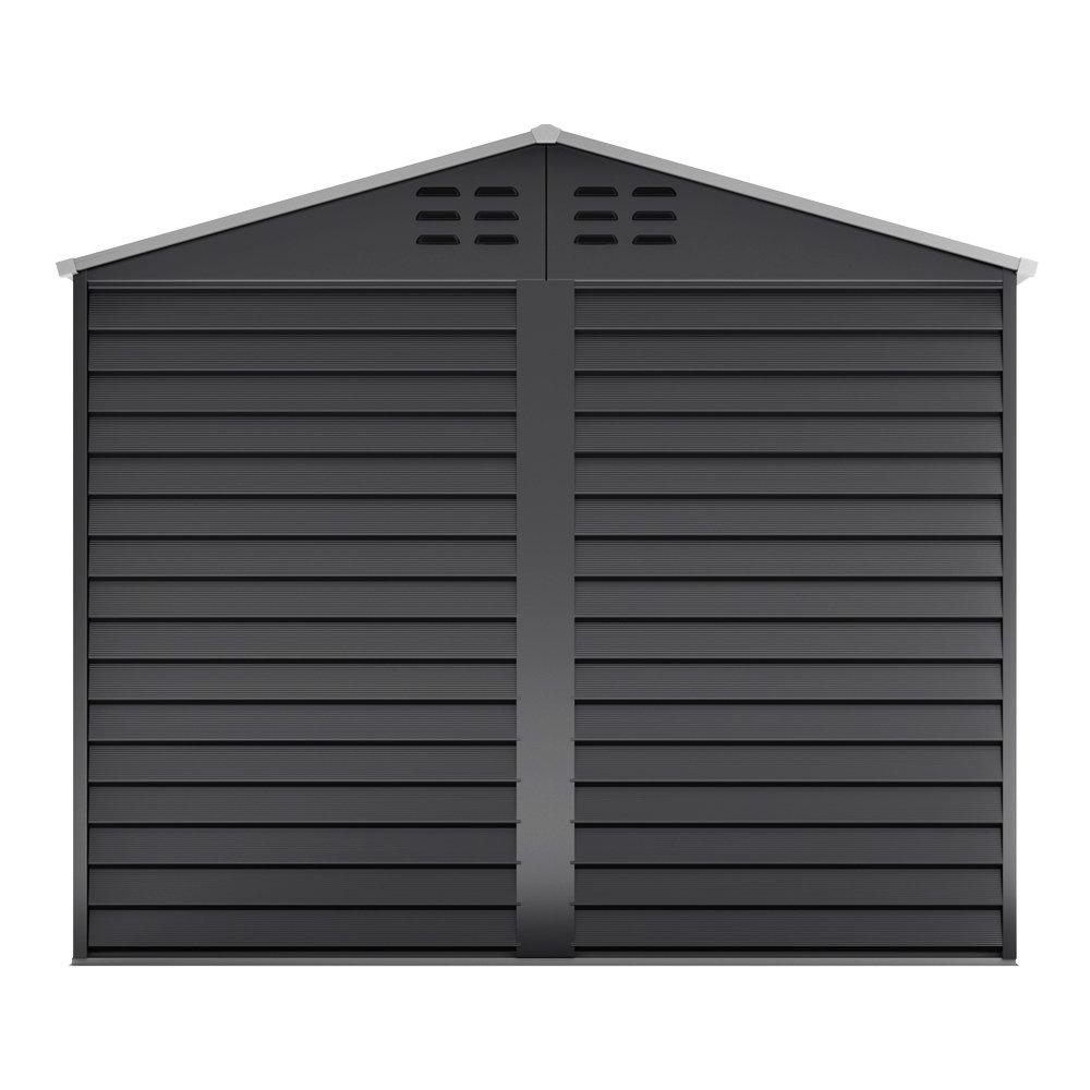 Black - Breeins - 8x8Fts Charcoal Steel Tool Shed Charcoal Black - 5