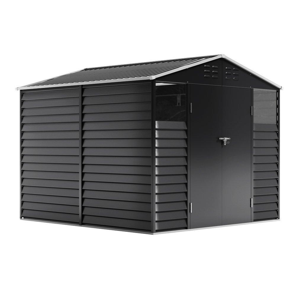 Black - Breeins - 8x8Fts Charcoal Steel Tool Shed Charcoal Black - 7