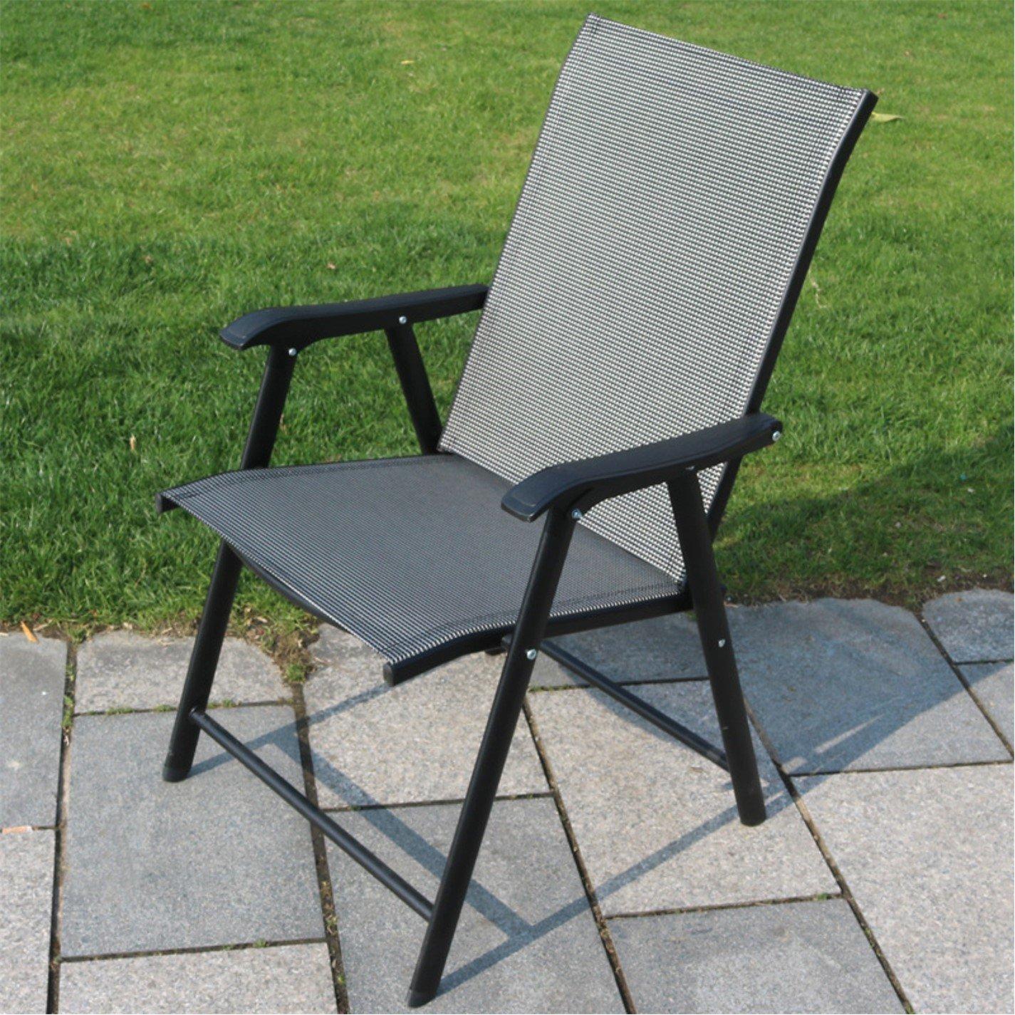 Black - Breeins - 1.5m Tempered Glass Table with 6 Foldable Chairs - 5