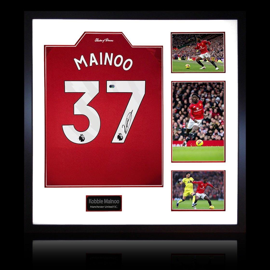 Red - The Fan Cave - Kobbie Mainoo Signed Manchester United Elite Frame