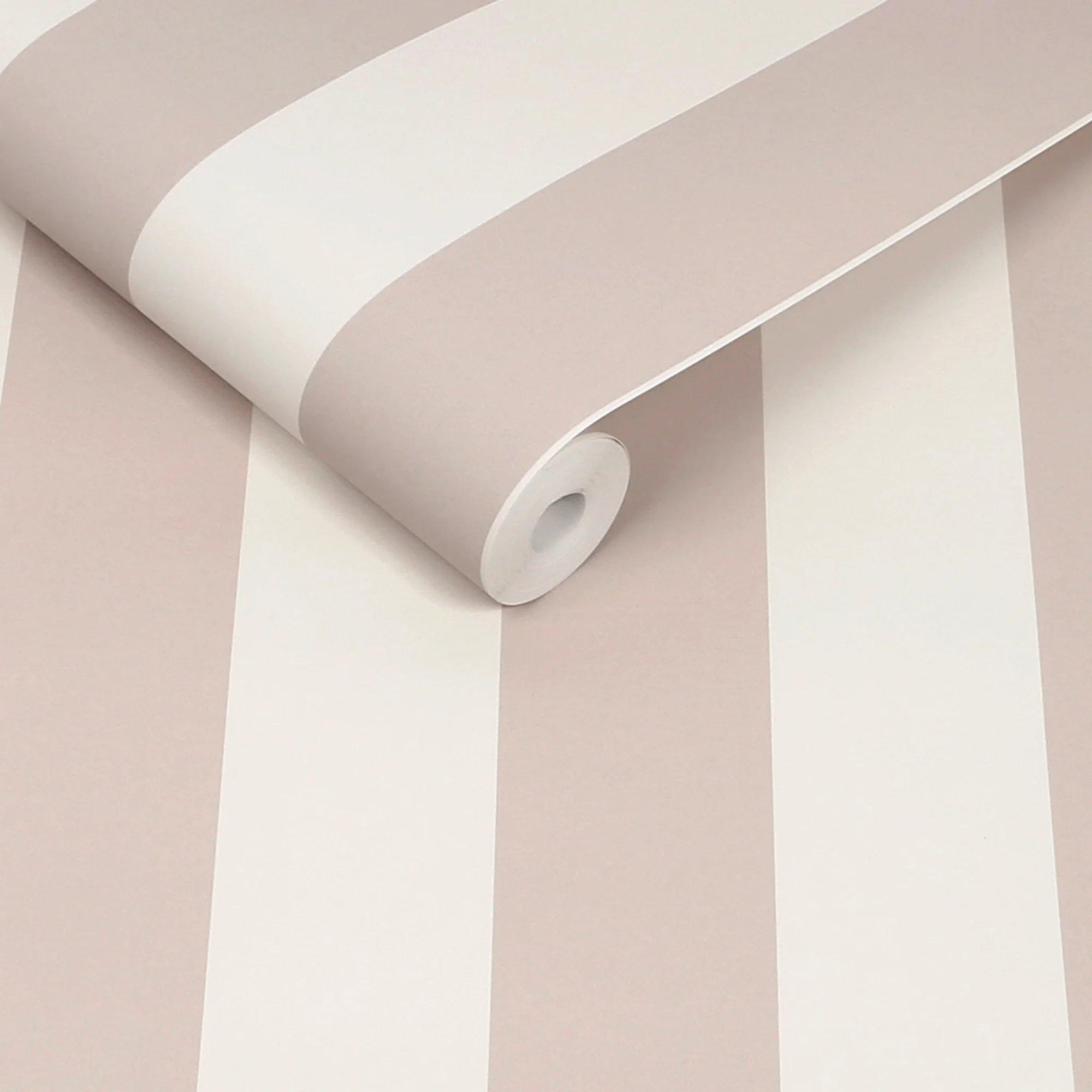Rose Pink - Cath Kidston - Canopy Stripe Rose Pink and Cream Wallpaper - 3