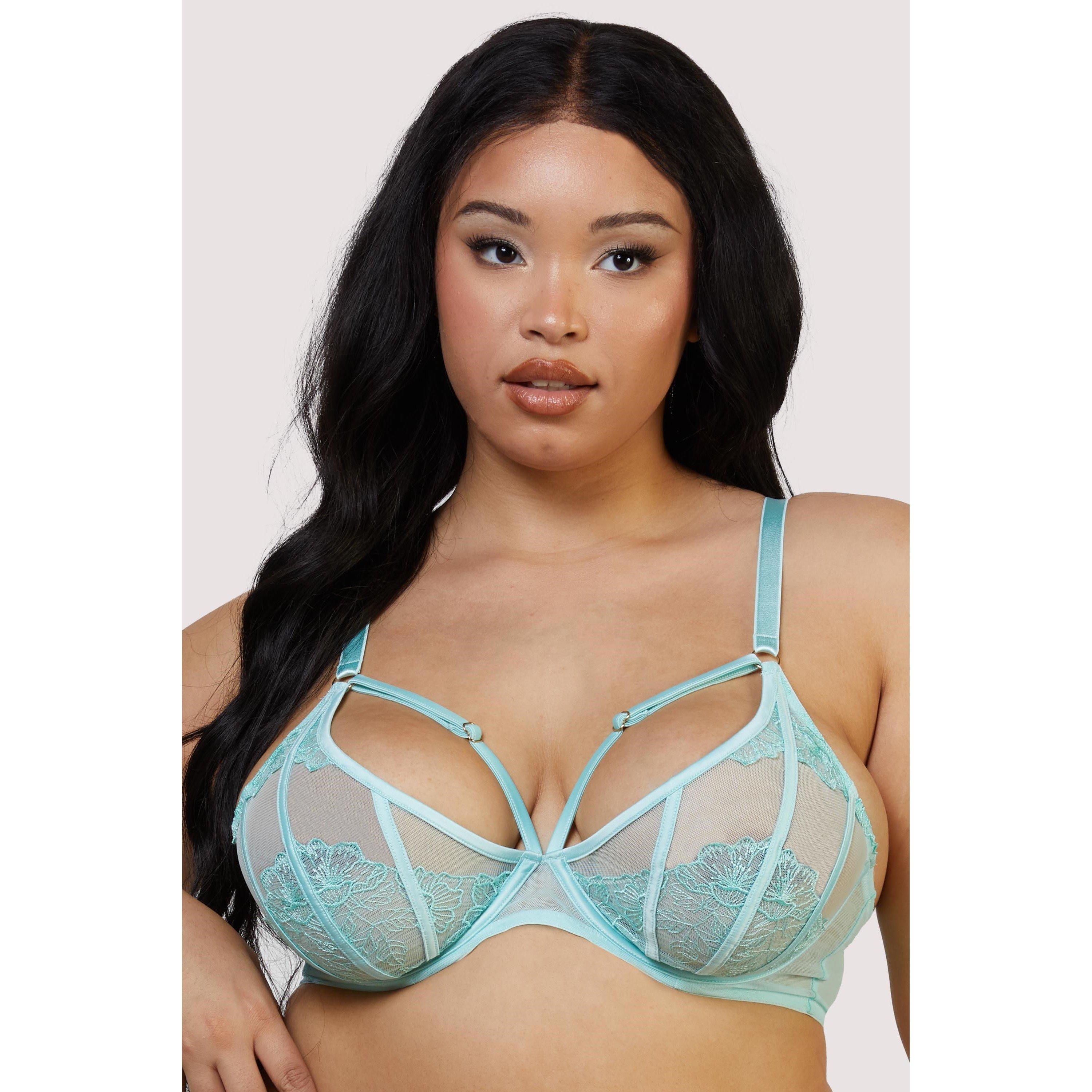 Aqua - Playful Promises - Valerie Aqua Embroidery & Mesh Plunge Bra - 5