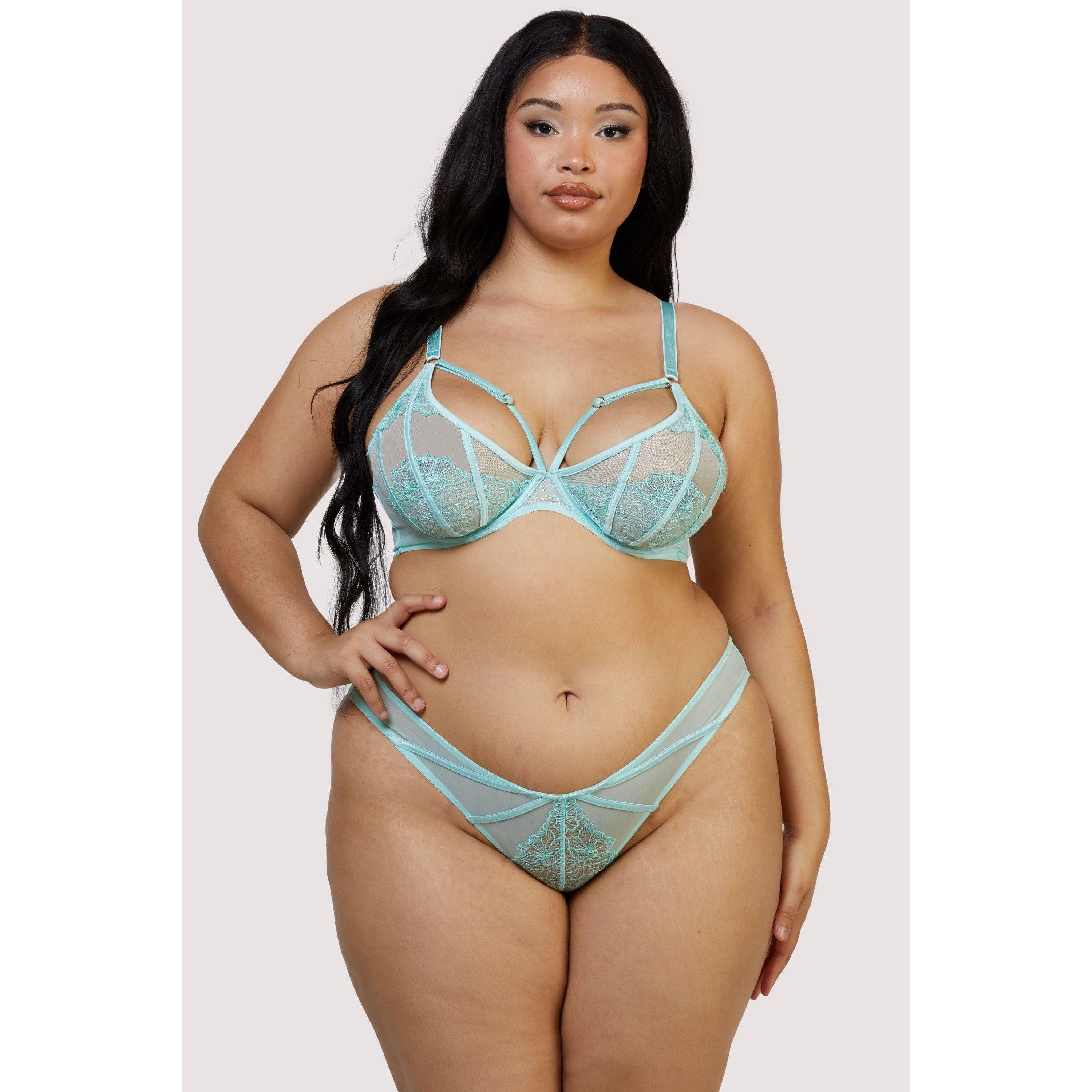 Aqua - Playful Promises - Valerie Aqua Embroidery & Mesh Plunge Bra - 7