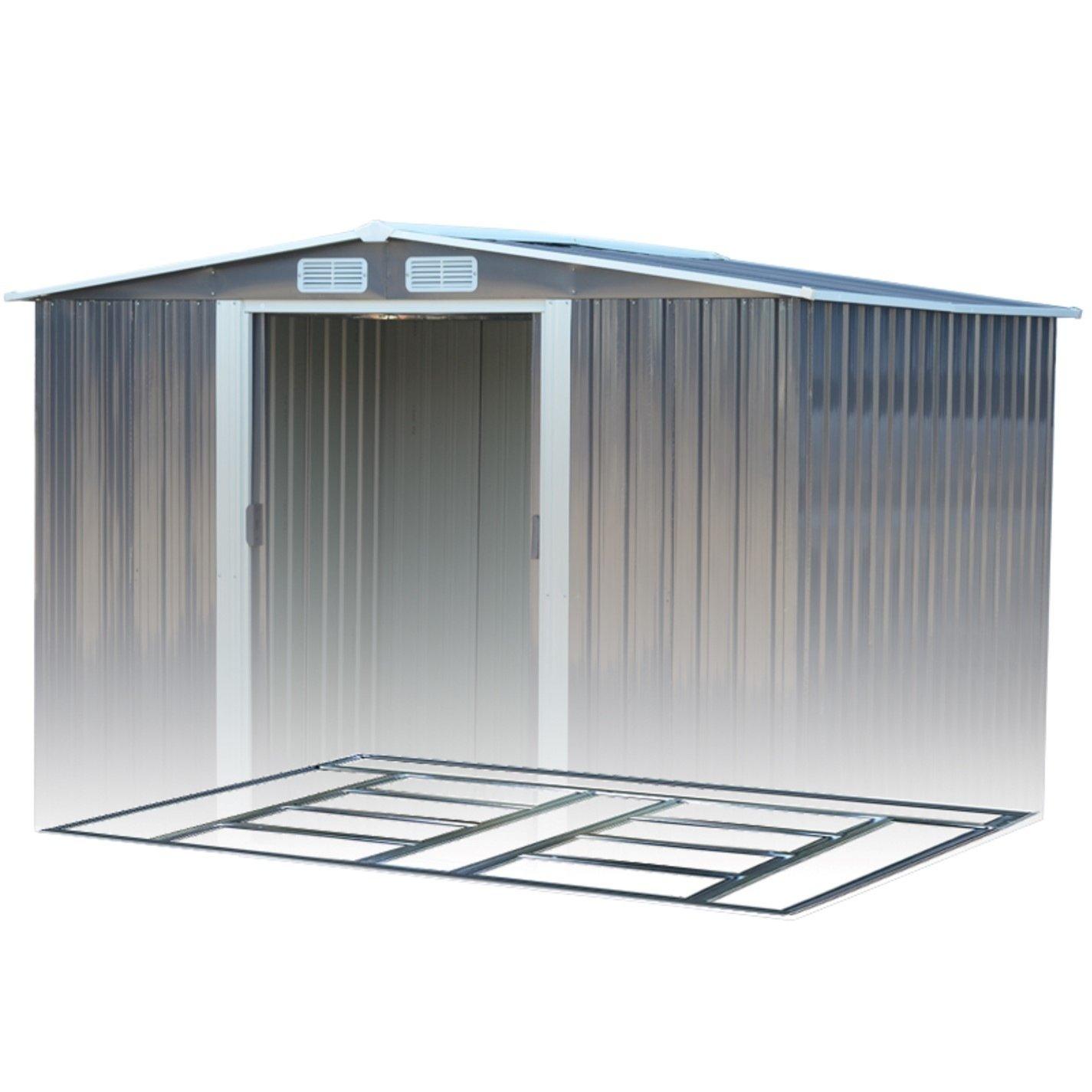 Black - Breeins - Outdoor 10x8Fts Metal Storage Shed, Charcoal Black - 4
