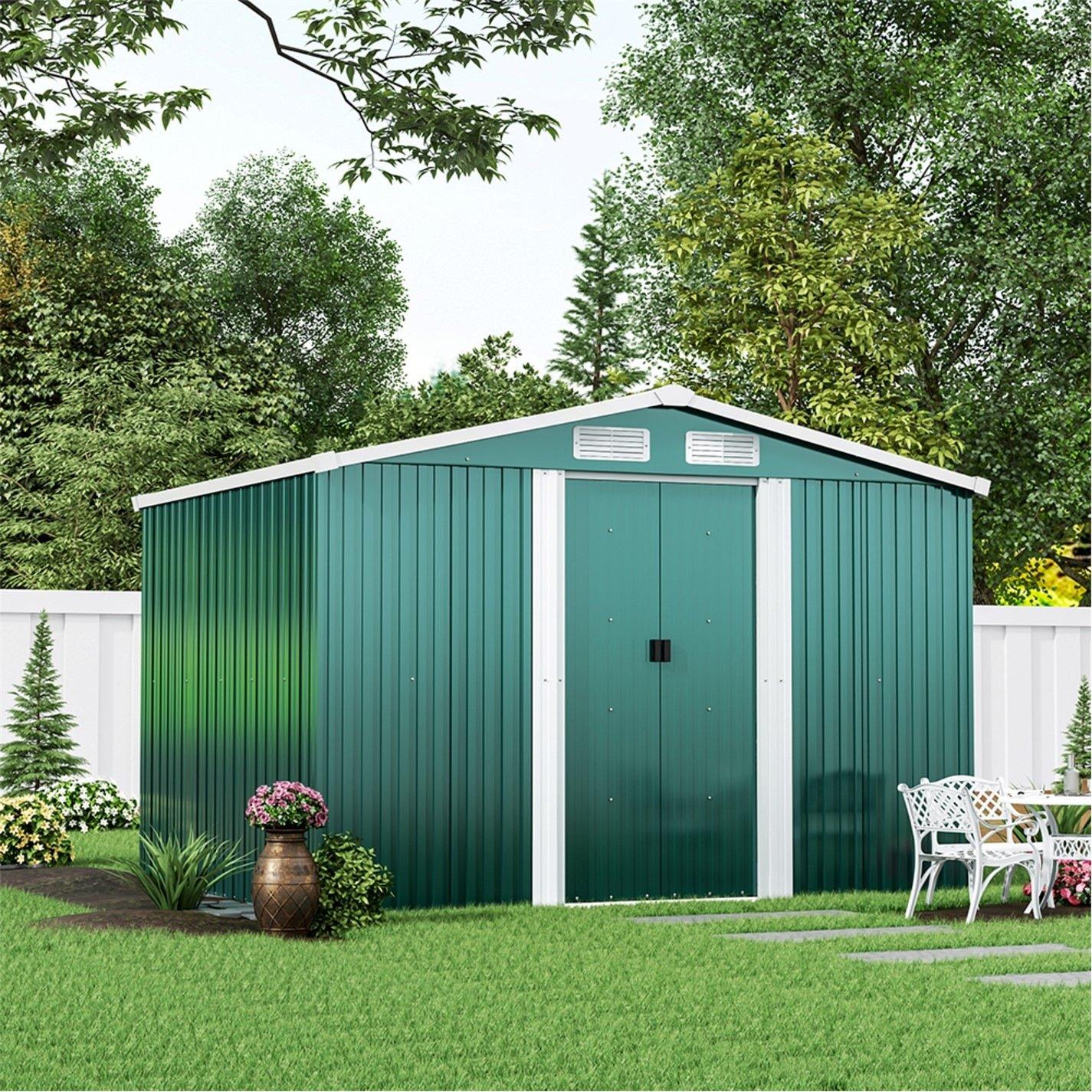 Green - Breeins - Outdoor 6x8Fts Metal Storage Shed Green - 3
