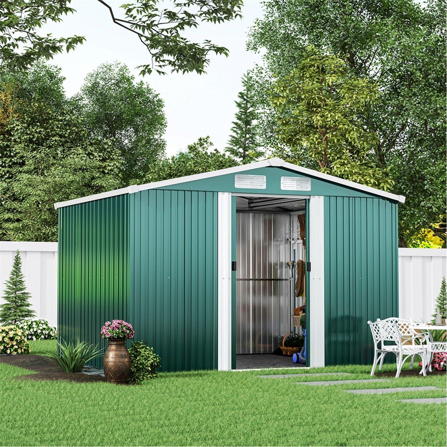 Green - Breeins - Outdoor 6x8Fts Metal Storage Shed Green - 4