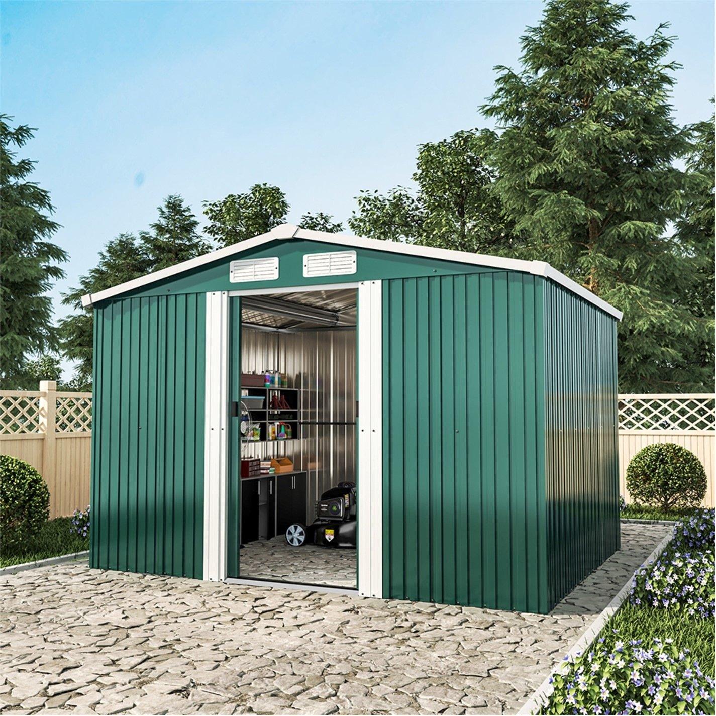 Green - Breeins - Outdoor 6x8Fts Metal Storage Shed Green - 5