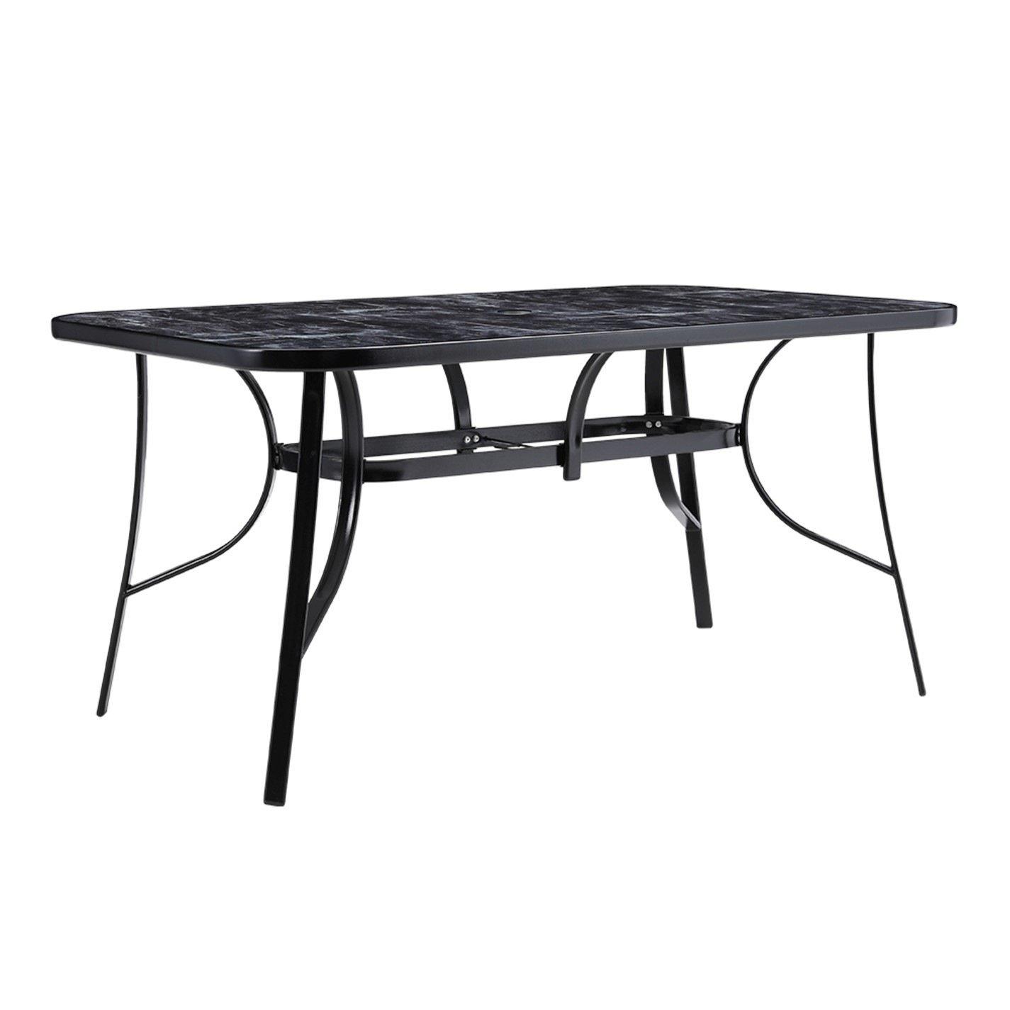 Black - Breeins - Garden Tempered Glass Marble Coffee Table Black - 3