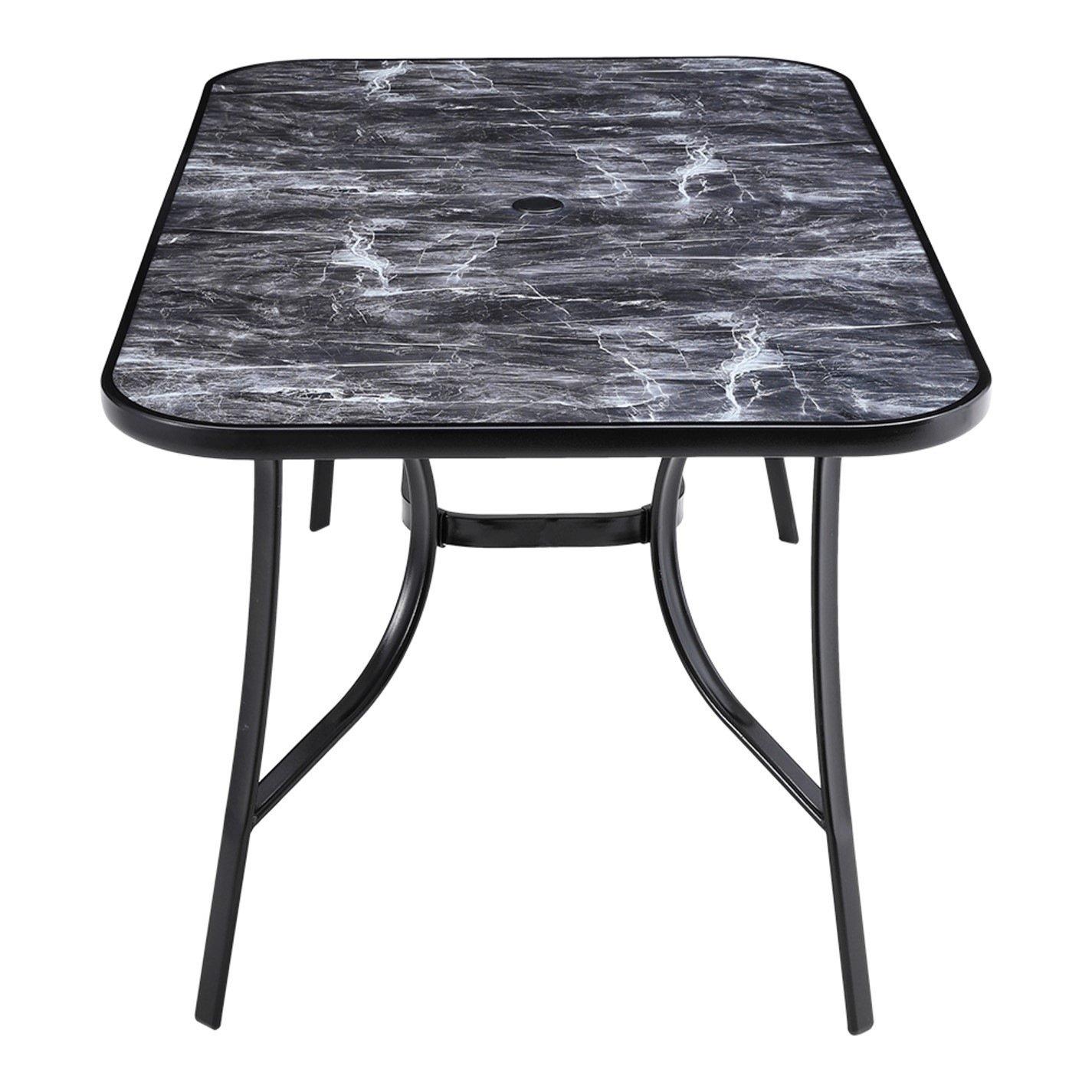 Black - Breeins - Garden Tempered Glass Marble Coffee Table Black - 5