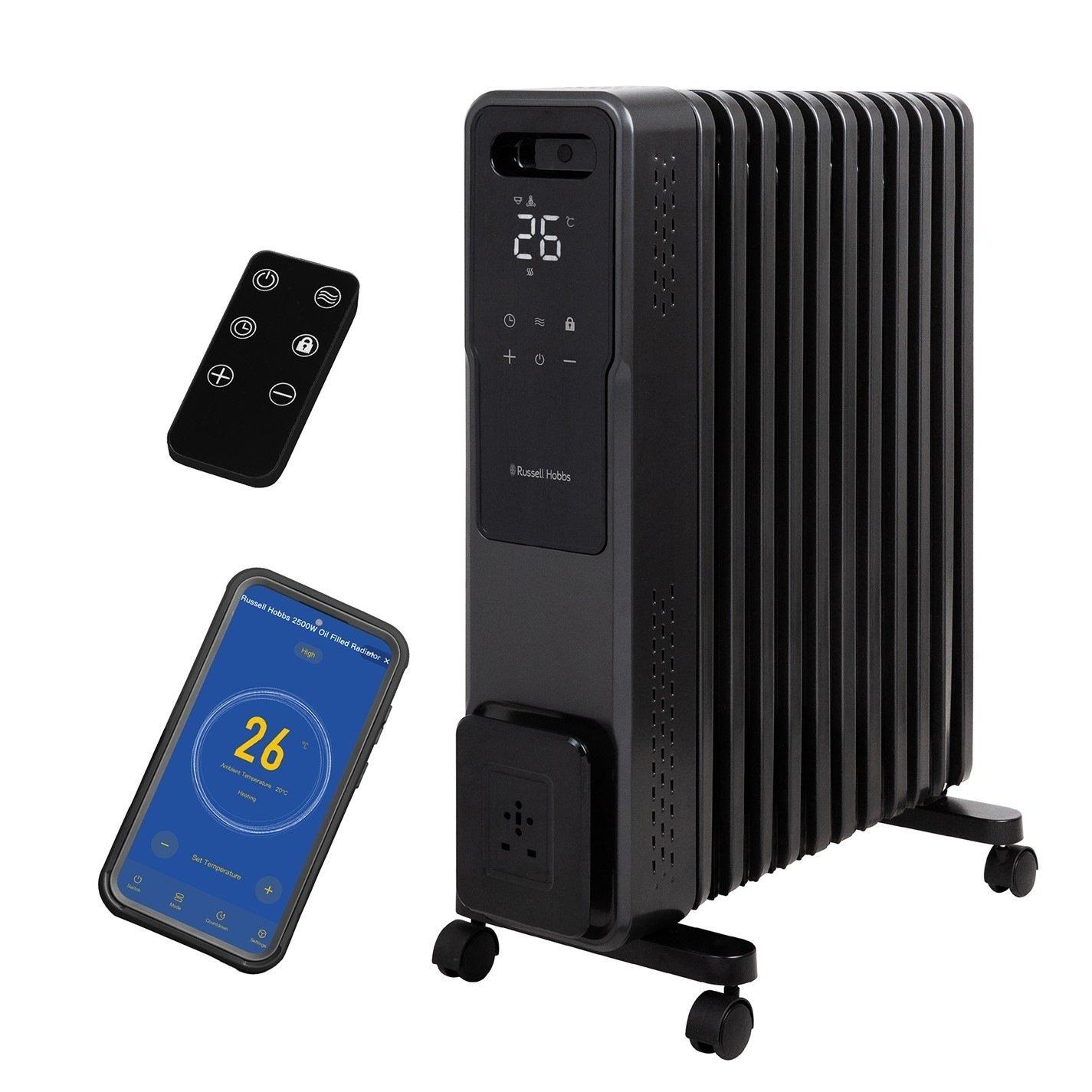 Graphite - Russell Hobbs - RHOFR2500-M-D-SMT Smart Oil Filled Radiator - 1