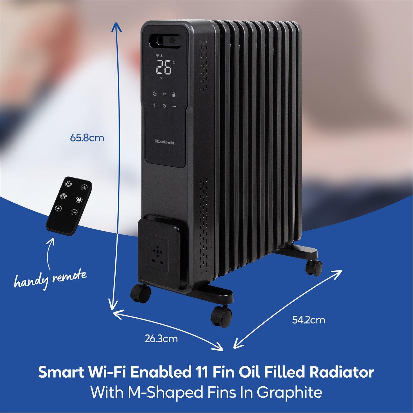 Graphite - Russell Hobbs - RHOFR2500-M-D-SMT Smart Oil Filled Radiator - 2