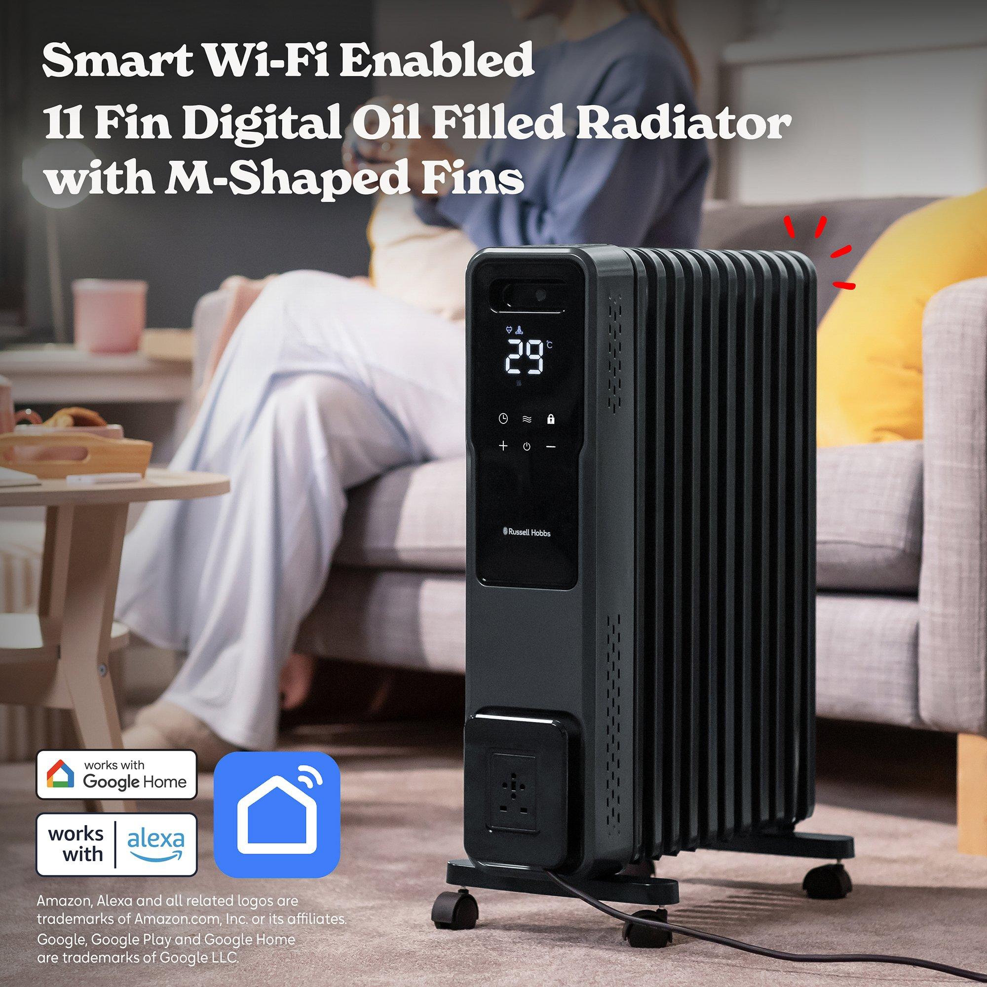 Graphite - Russell Hobbs - RHOFR2500-M-D-SMT Smart Oil Filled Radiator - 3