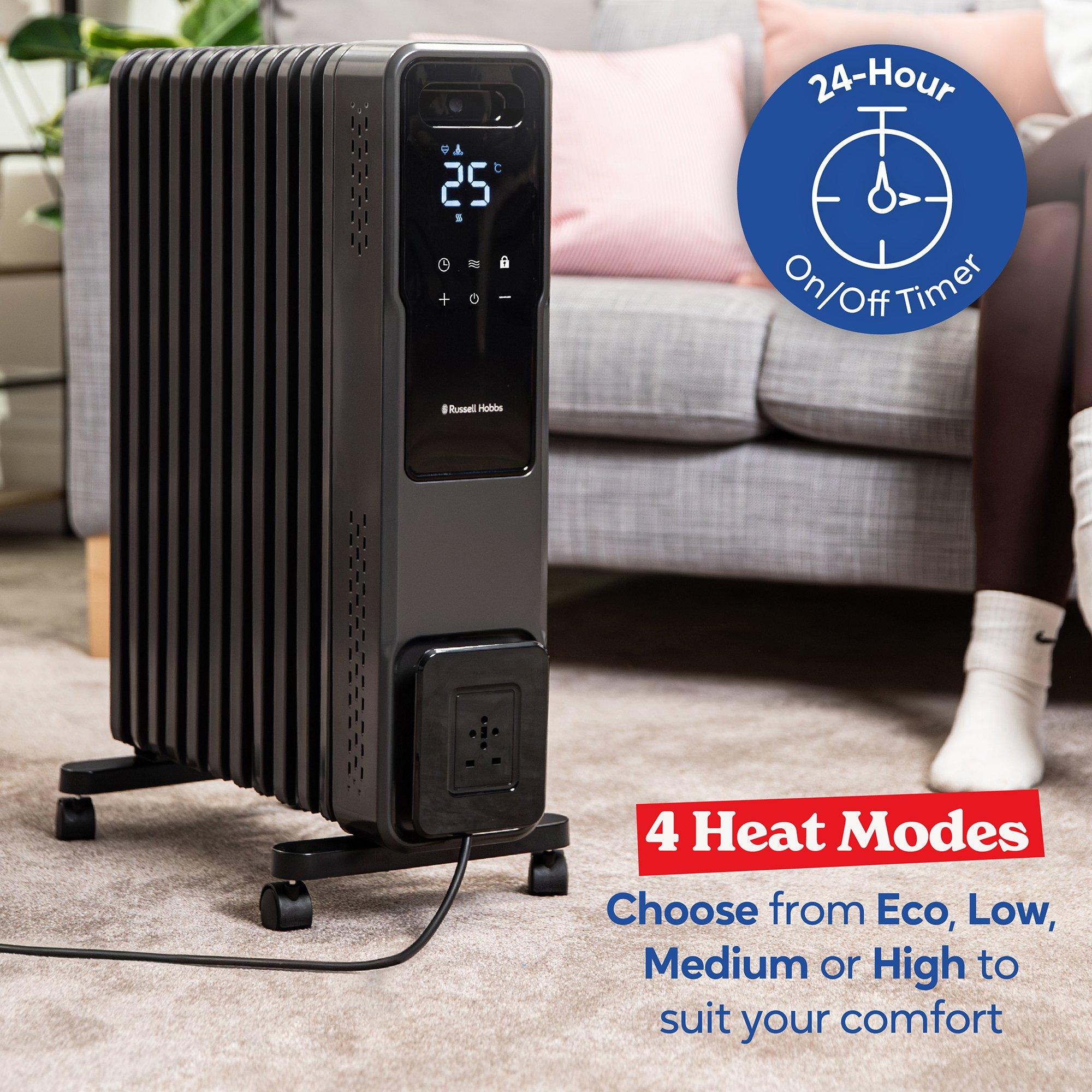 Graphite - Russell Hobbs - RHOFR2500-M-D-SMT Smart Oil Filled Radiator - 5