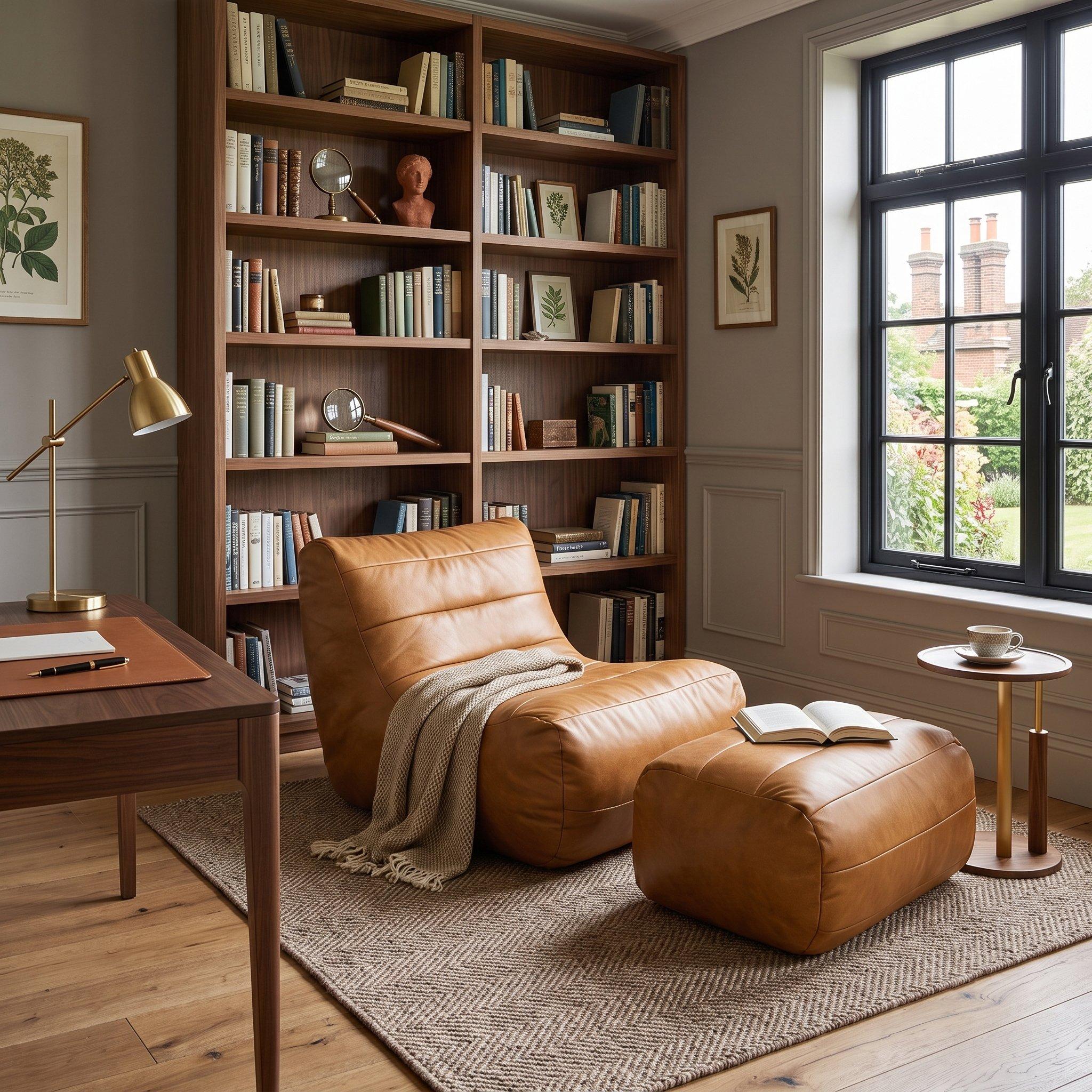 Brown - Urban Meuble - Bean Bag Faux Leather Lounge - 1