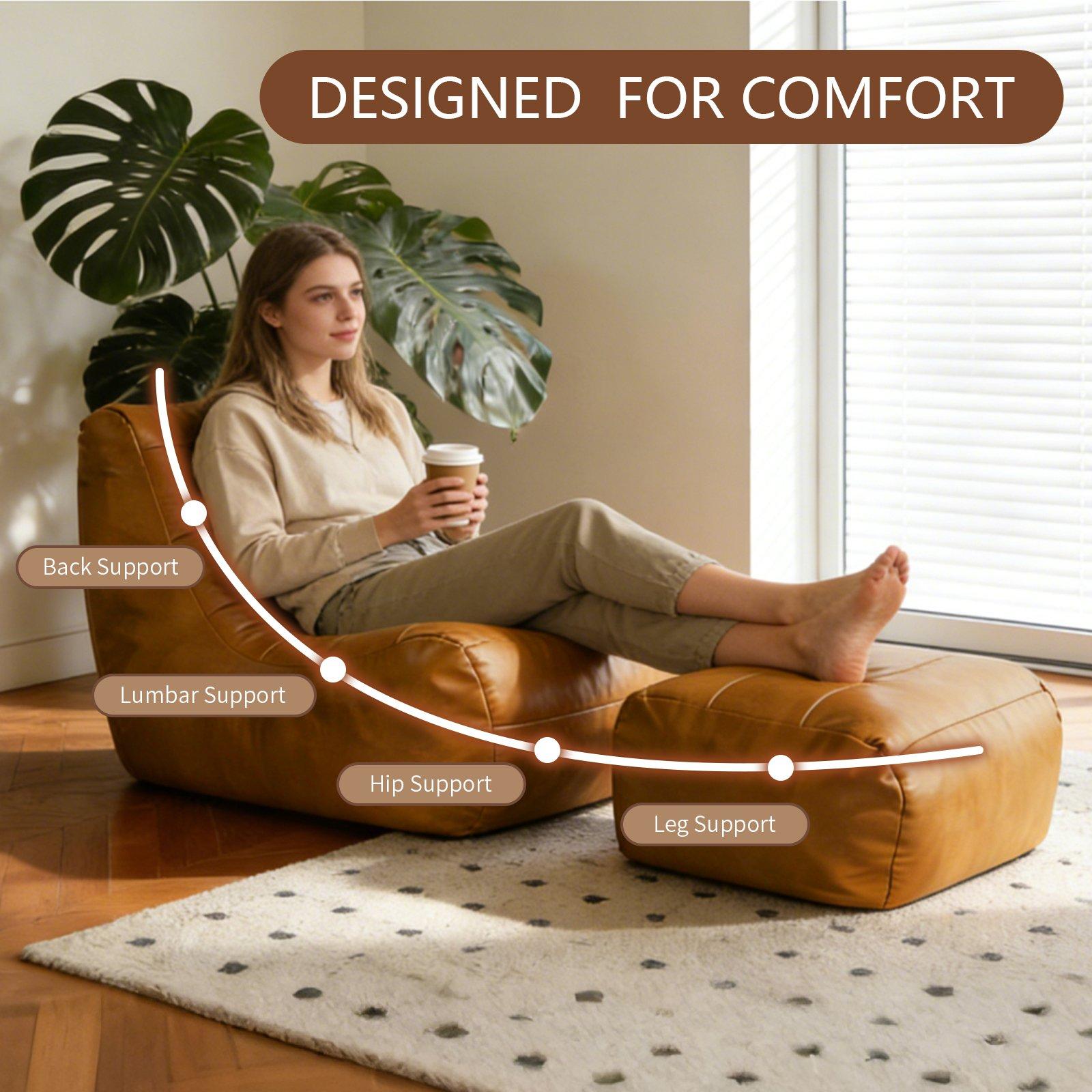 Brown - Urban Meuble - Bean Bag Faux Leather Lounge - 9