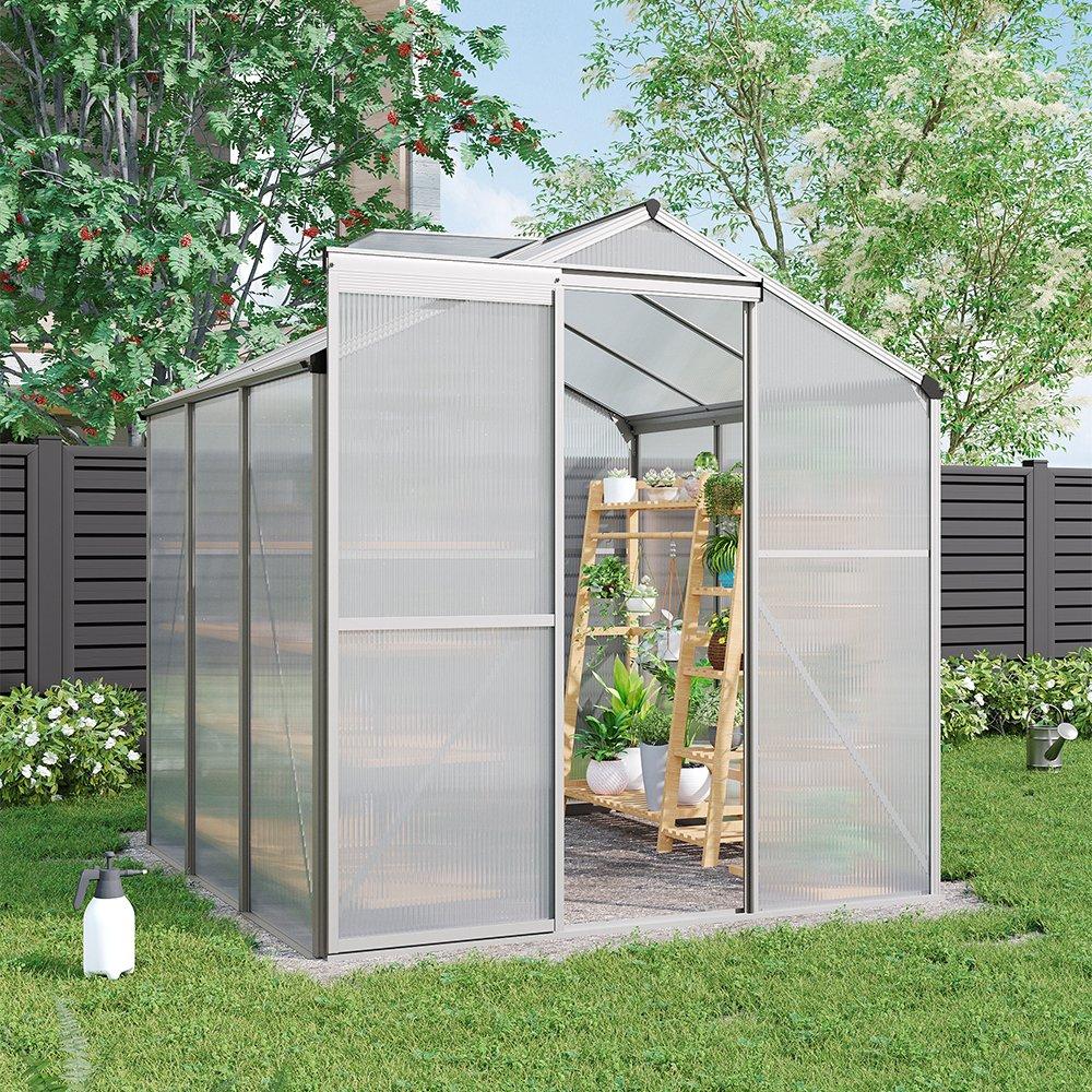 White - Breeins - Outdoor 6x6Fts Aluminium Greenhouse With No Base - 1