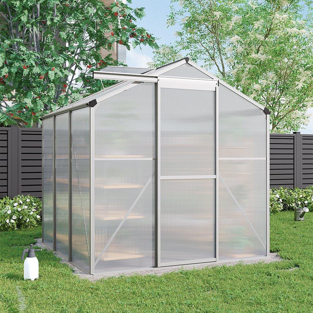 White - Breeins - Outdoor 6x6Fts Aluminium Greenhouse With No Base - 2