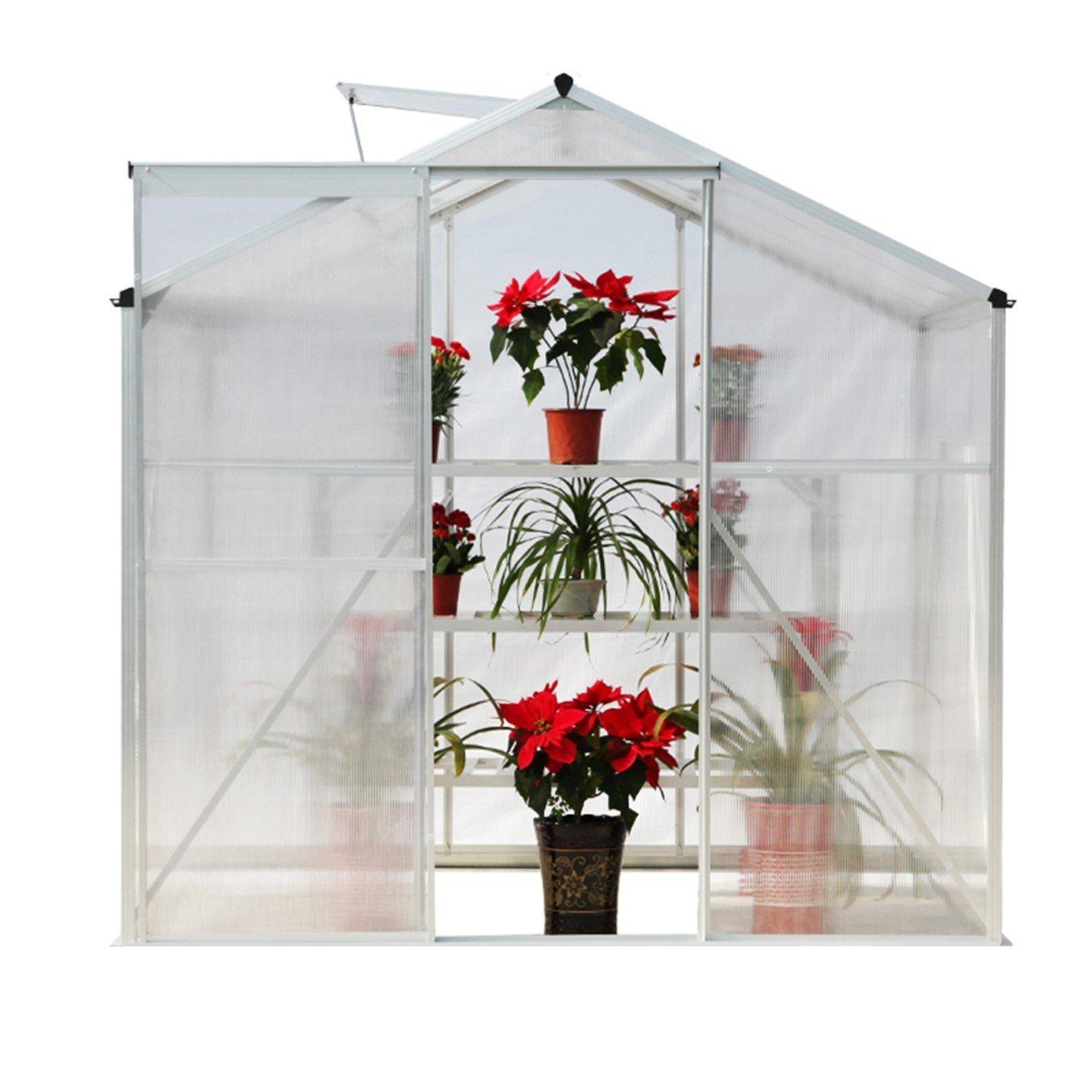 White - Breeins - Outdoor 6x6Fts Aluminium Greenhouse With No Base - 5