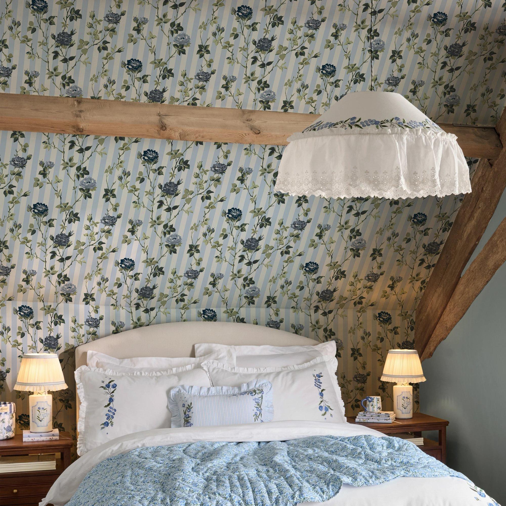 Blue - Cath Kidston - Climbing Rose Blue Wallpaper - 2