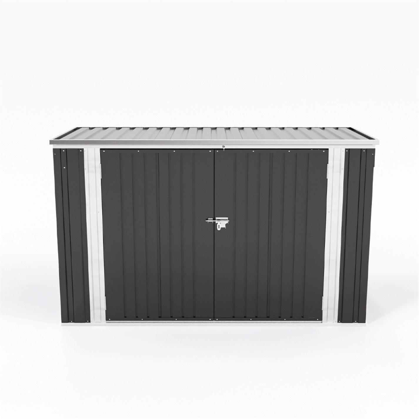 Black - Breeins - Outdoor 7x3Fts Metal Bike Shed Charcoal Black - 2