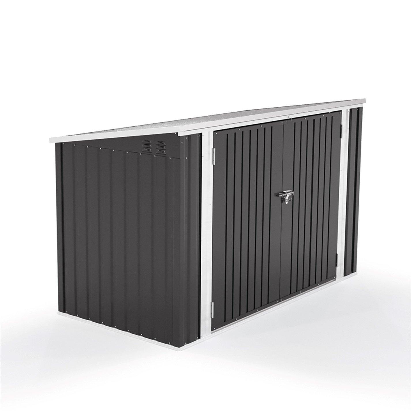 Black - Breeins - Outdoor 7x3Fts Metal Bike Shed Charcoal Black - 3