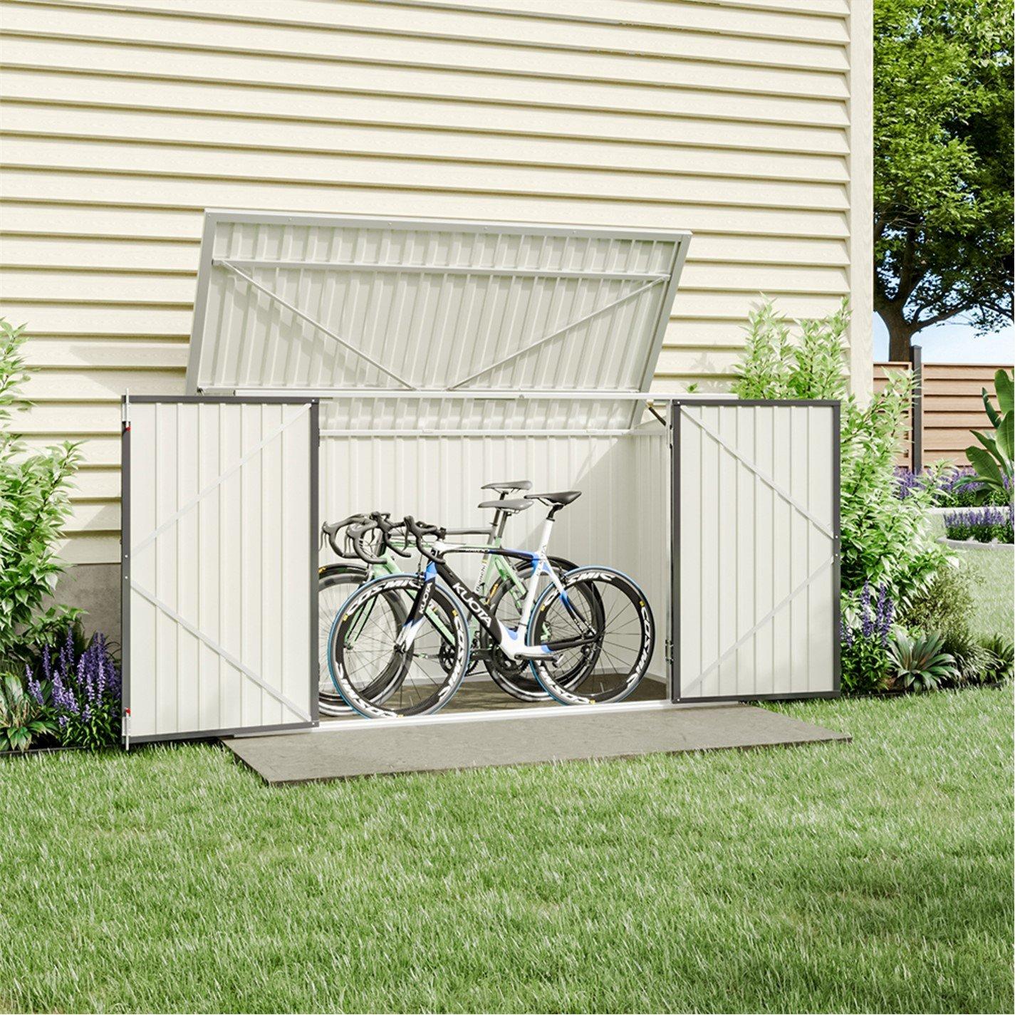 Black - Breeins - Outdoor 7x3Fts Metal Bike Shed Charcoal Black - 5