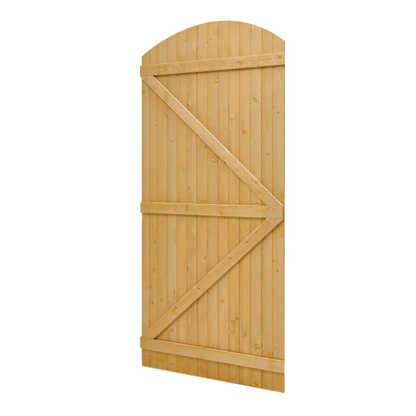 Brown - Breeins - 150cm H Braced Arch Top Wooden Garden Gate - 3