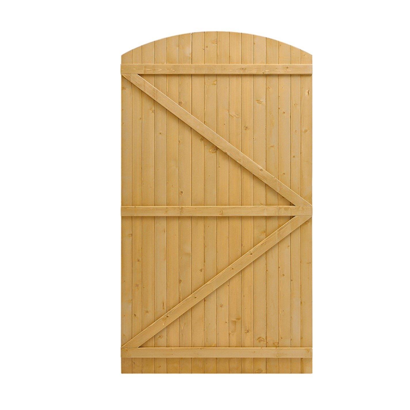 Brown - Breeins - 150cm H Braced Arch Top Wooden Garden Gate - 4
