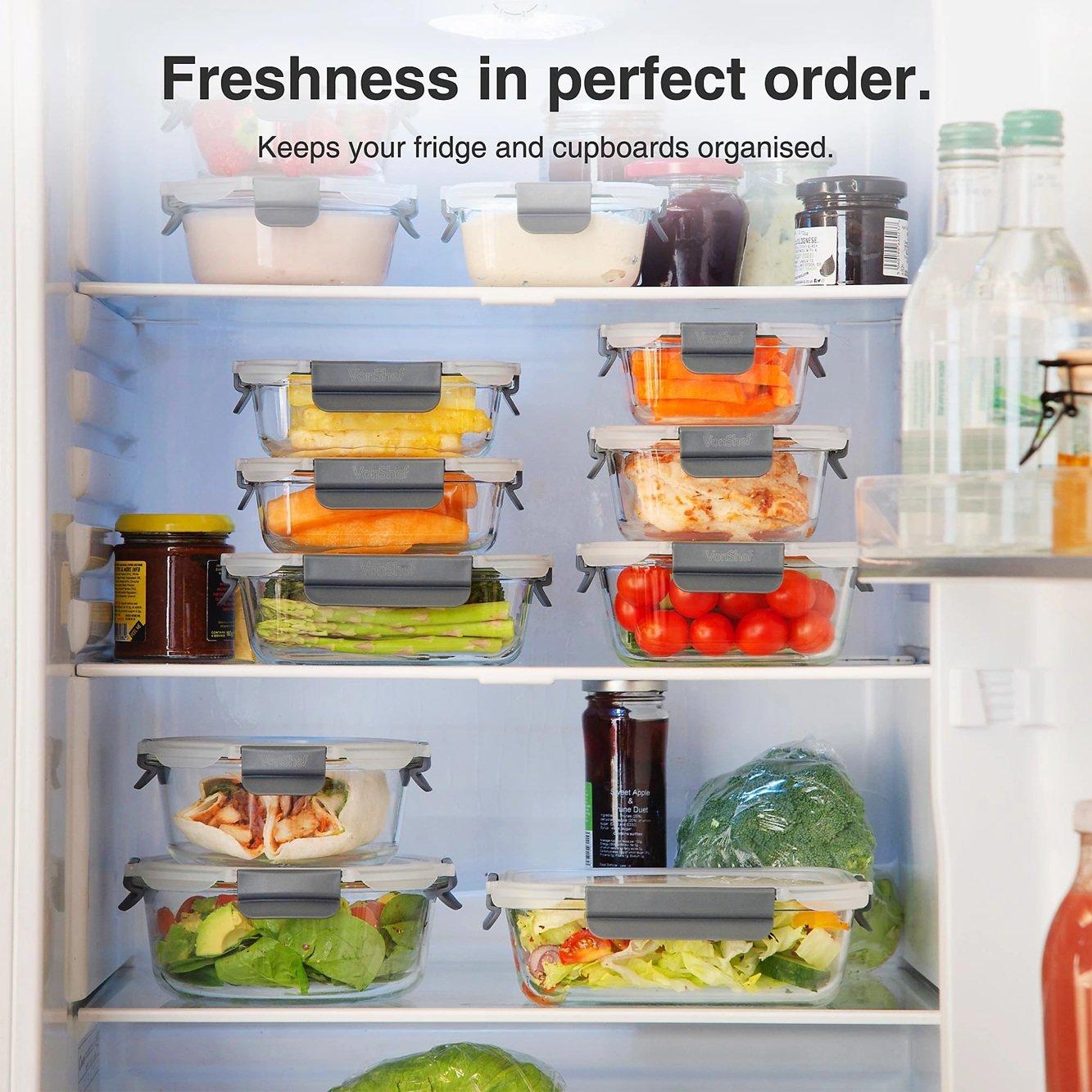 Clear - VonHaus - Glass Food Storage Containers – 12 Piece Set - 3