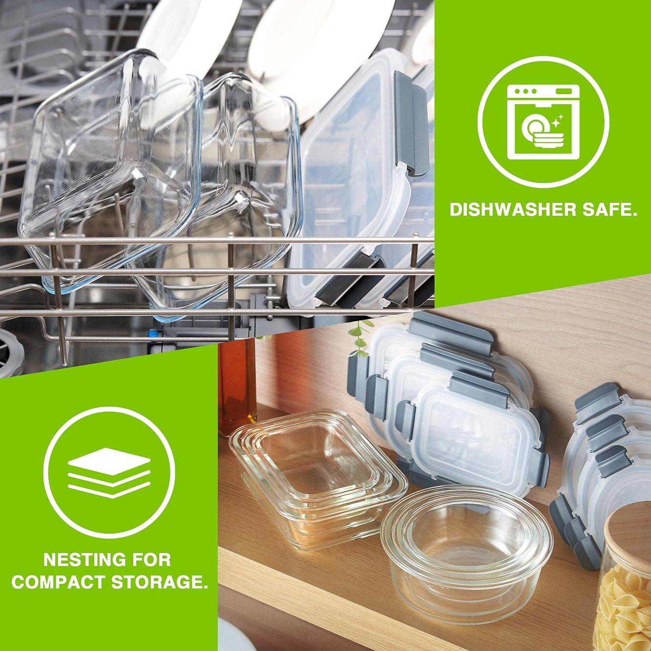 Clear - VonHaus - Glass Food Storage Containers – 12 Piece Set - 5