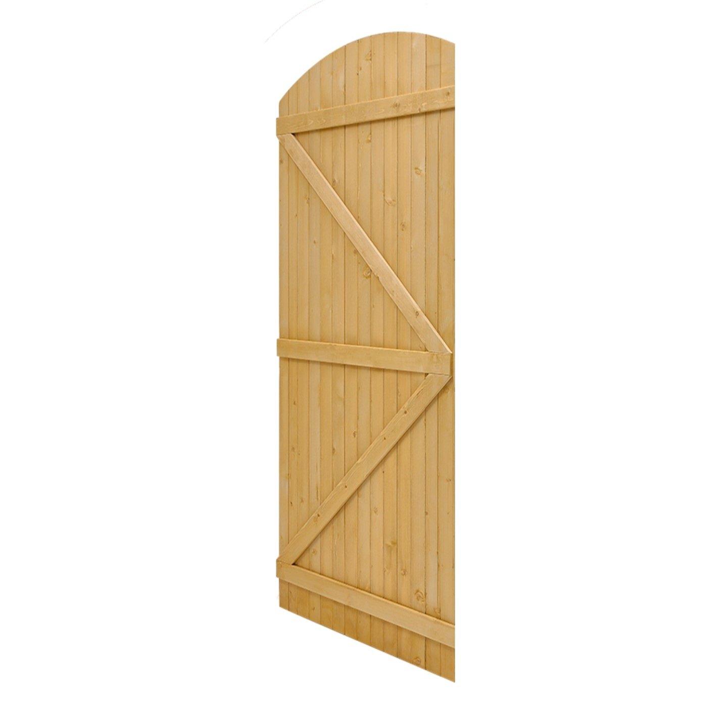 Brown - Breeins - 180cm H Braced Arch Top Pine Wooden Garden Gate - 2