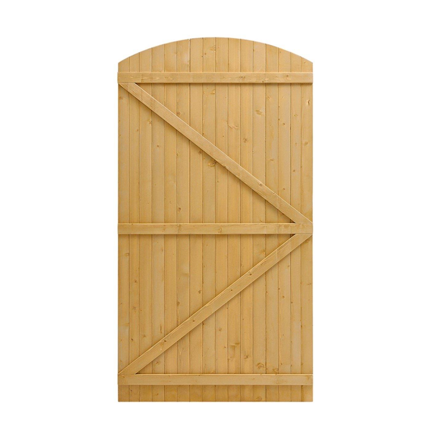 Brown - Breeins - 180cm H Braced Arch Top Pine Wooden Garden Gate - 3