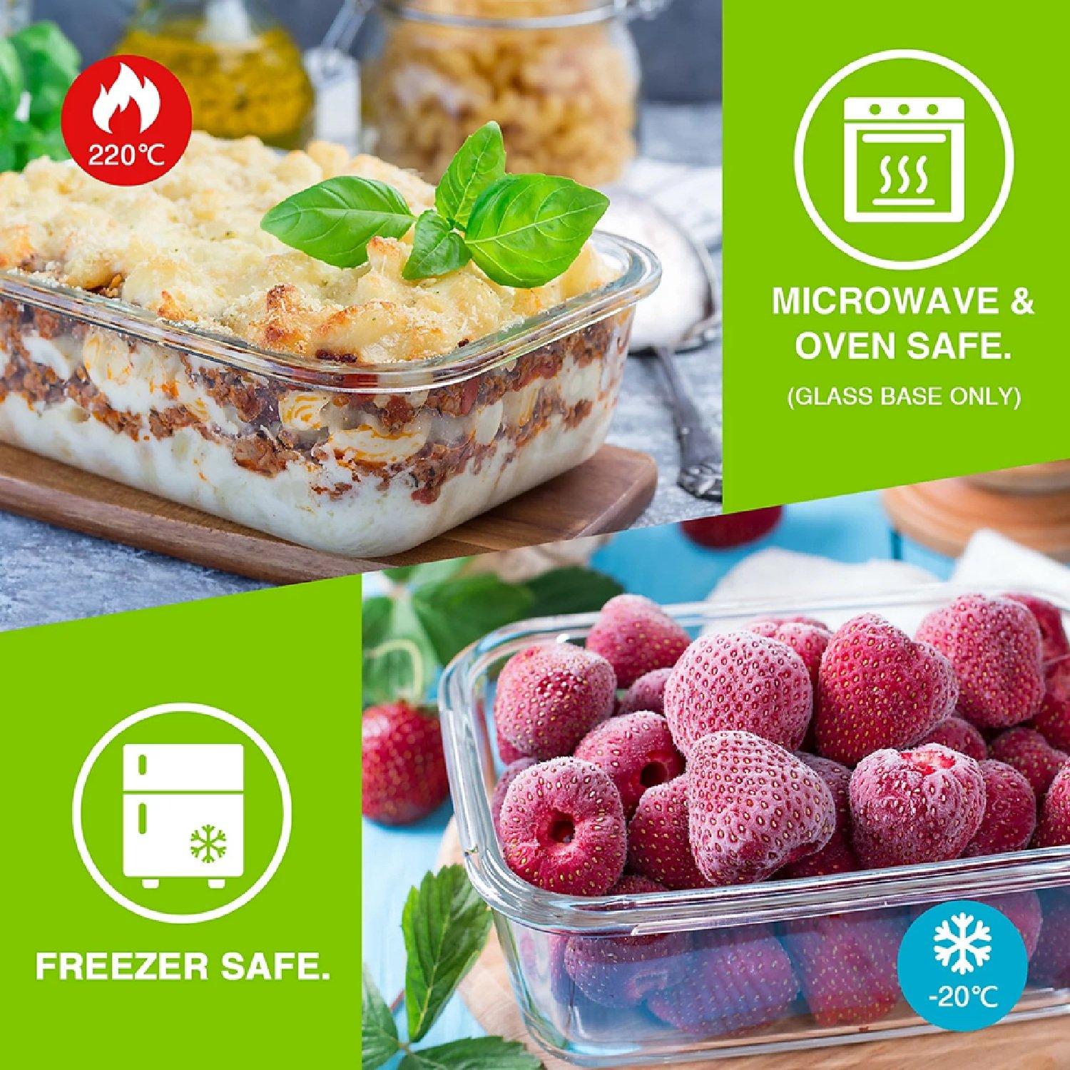 Clear - VonHaus - Glass Food Storage Containers – 3 Piece Set - 4