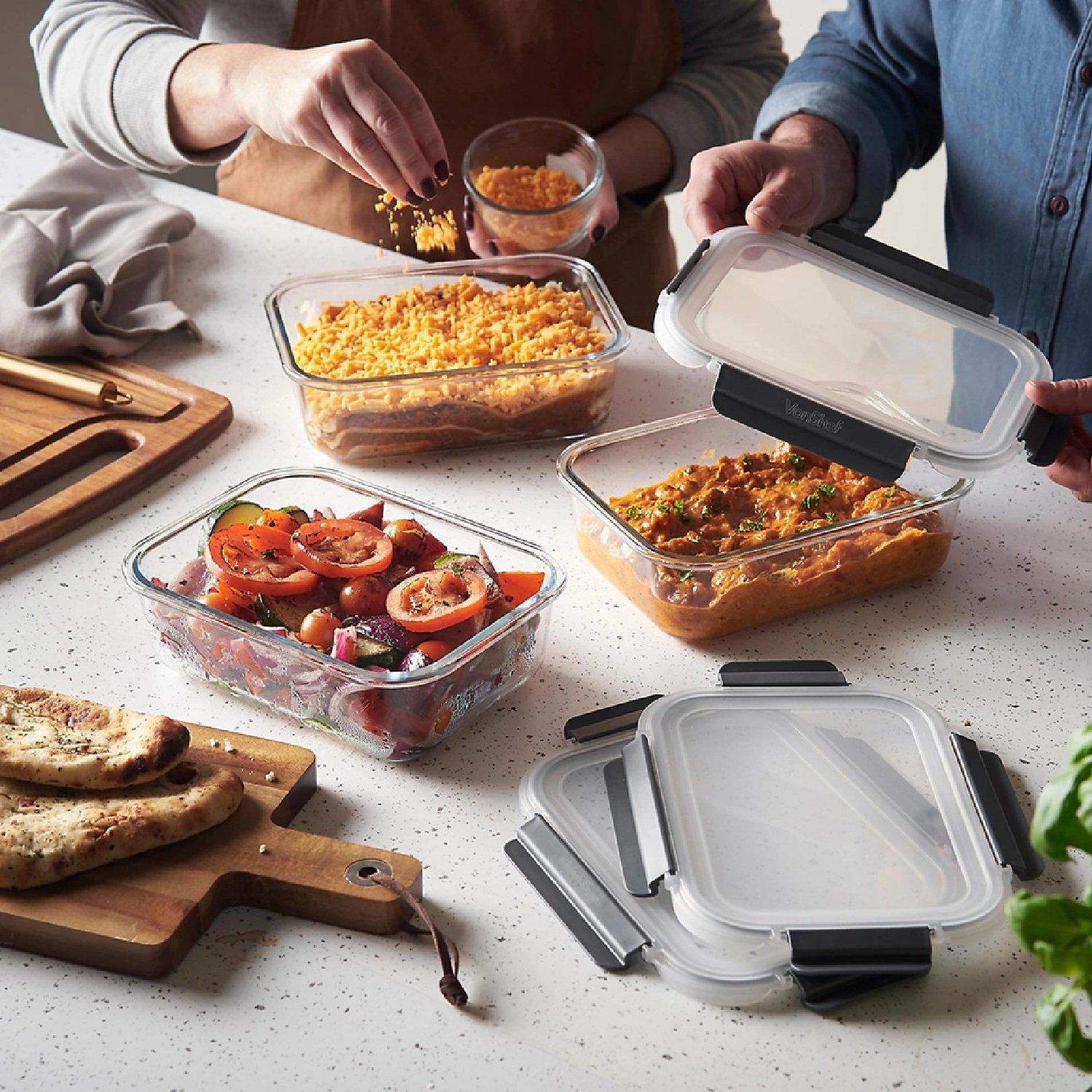 Clear - VonHaus - Glass Food Storage Containers – 3 Piece Set - 8