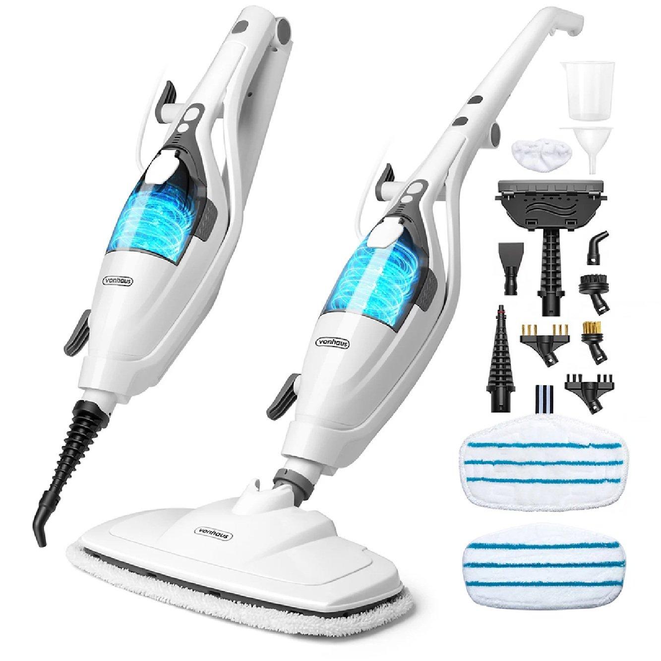 White - VonHaus - 2-in-1 Floor & Handheld Steam Cleaner - 1
