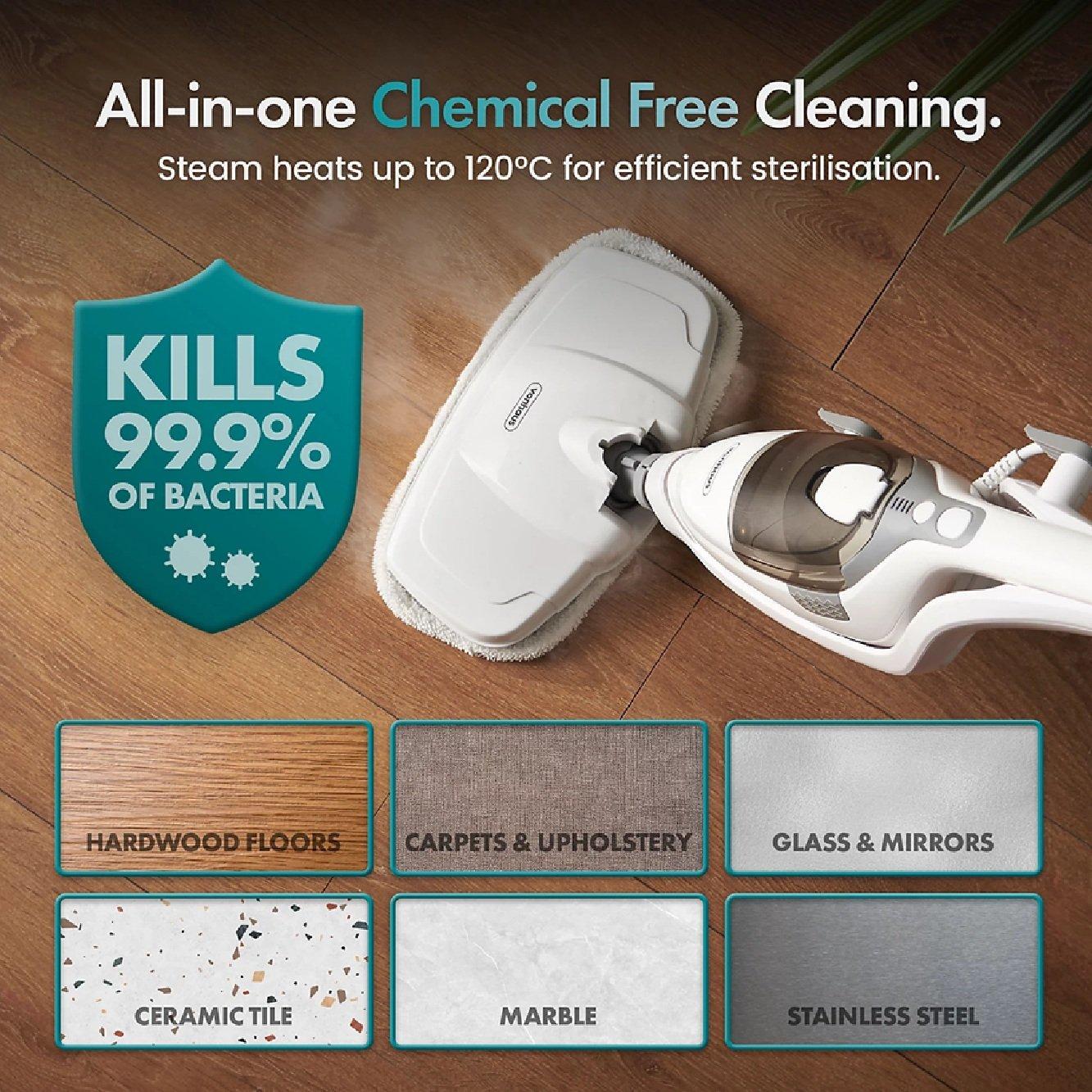 White - VonHaus - 2-in-1 Floor & Handheld Steam Cleaner - 2