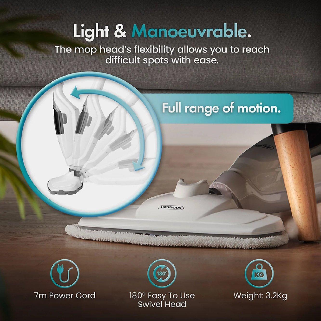 White - VonHaus - 2-in-1 Floor & Handheld Steam Cleaner - 4