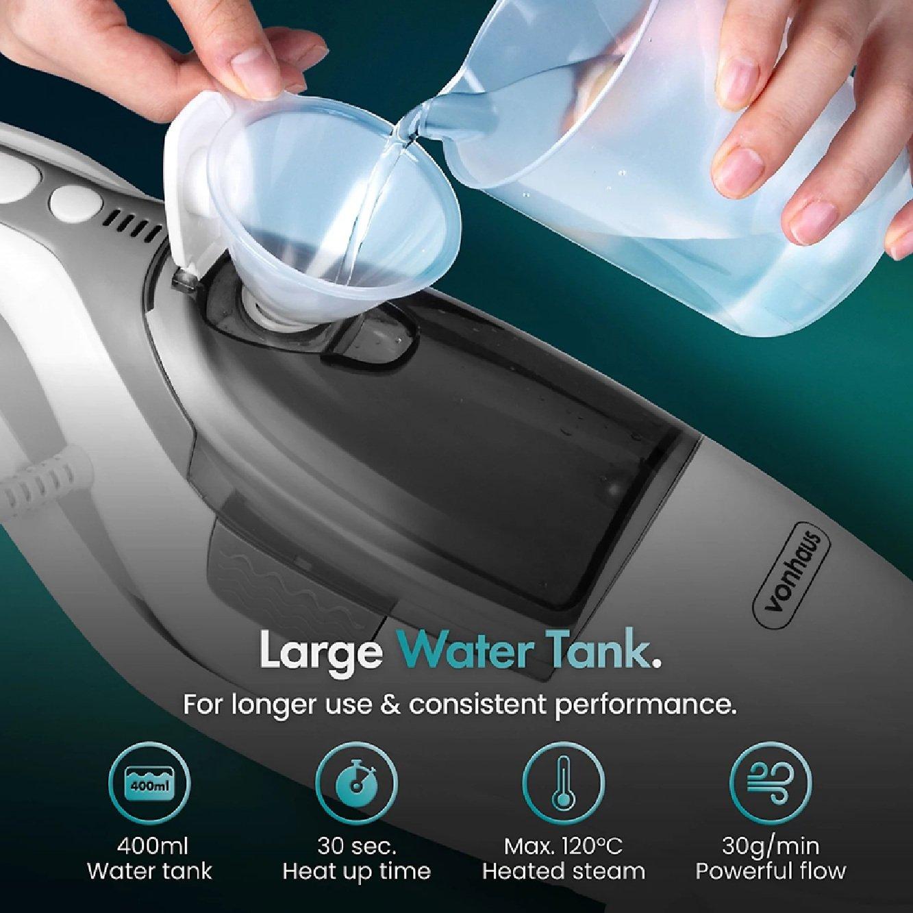 White - VonHaus - 2-in-1 Floor & Handheld Steam Cleaner - 6