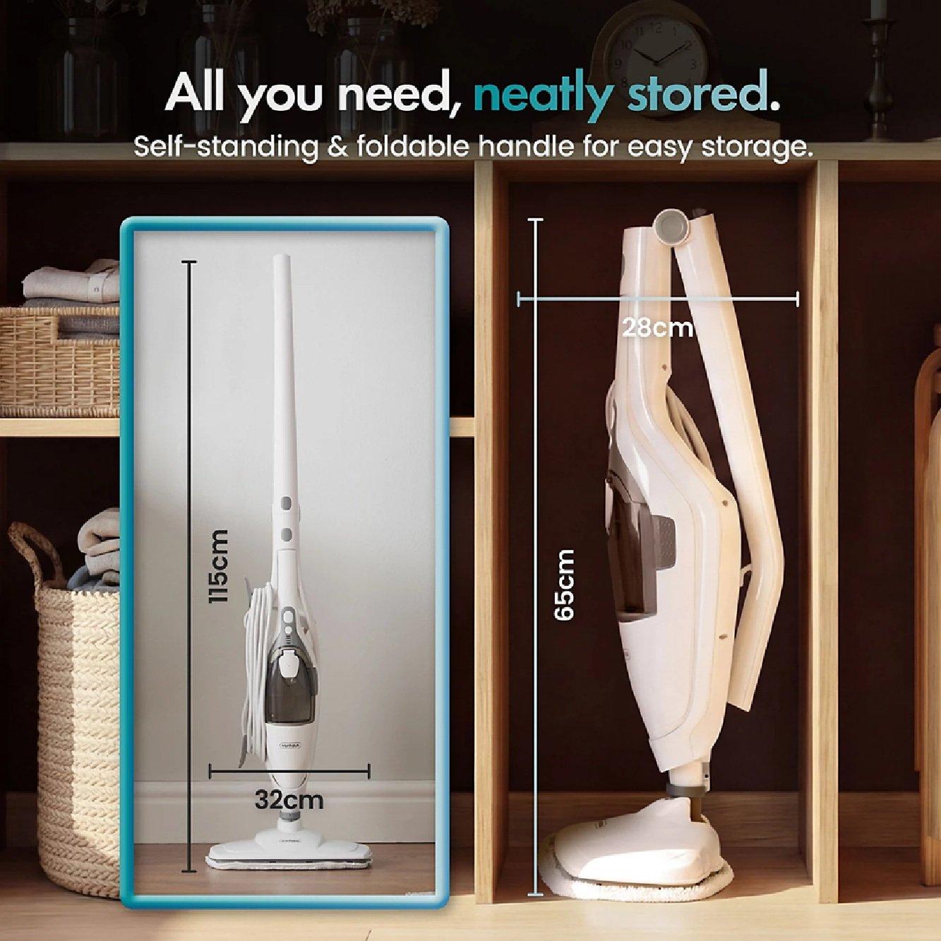 White - VonHaus - 2-in-1 Floor & Handheld Steam Cleaner - 9