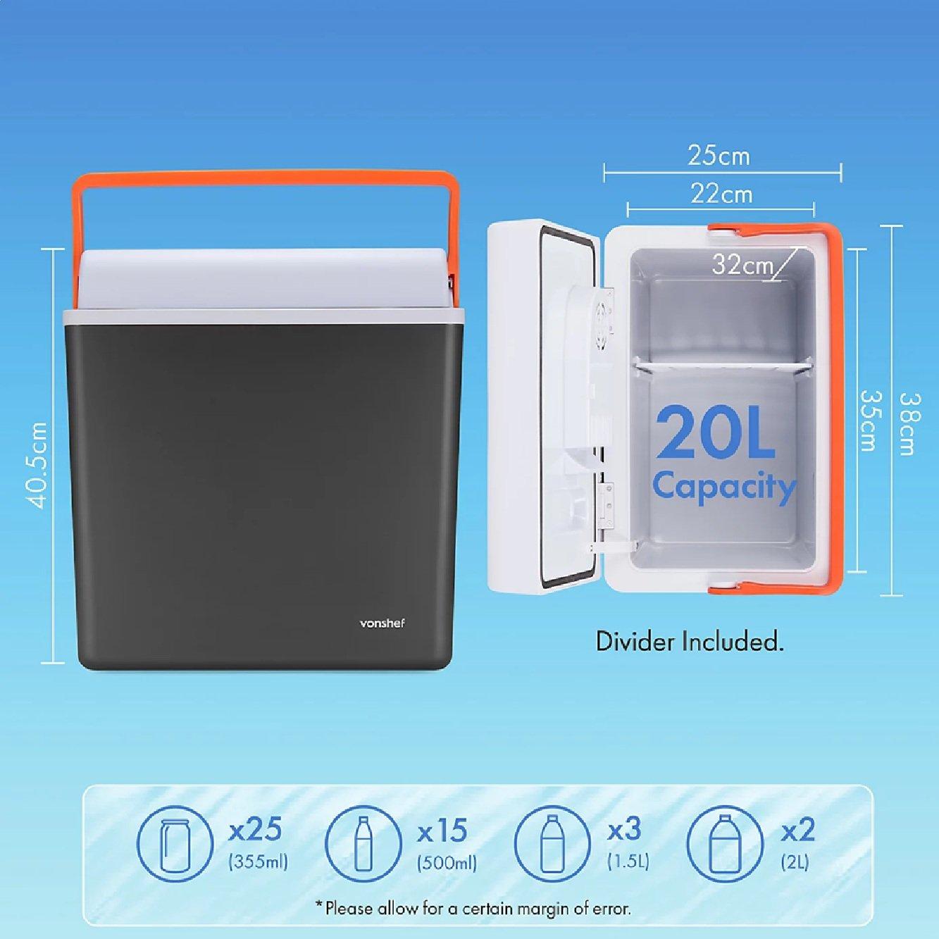 Grey - VonHaus - 20L Electric Cool Box - 6