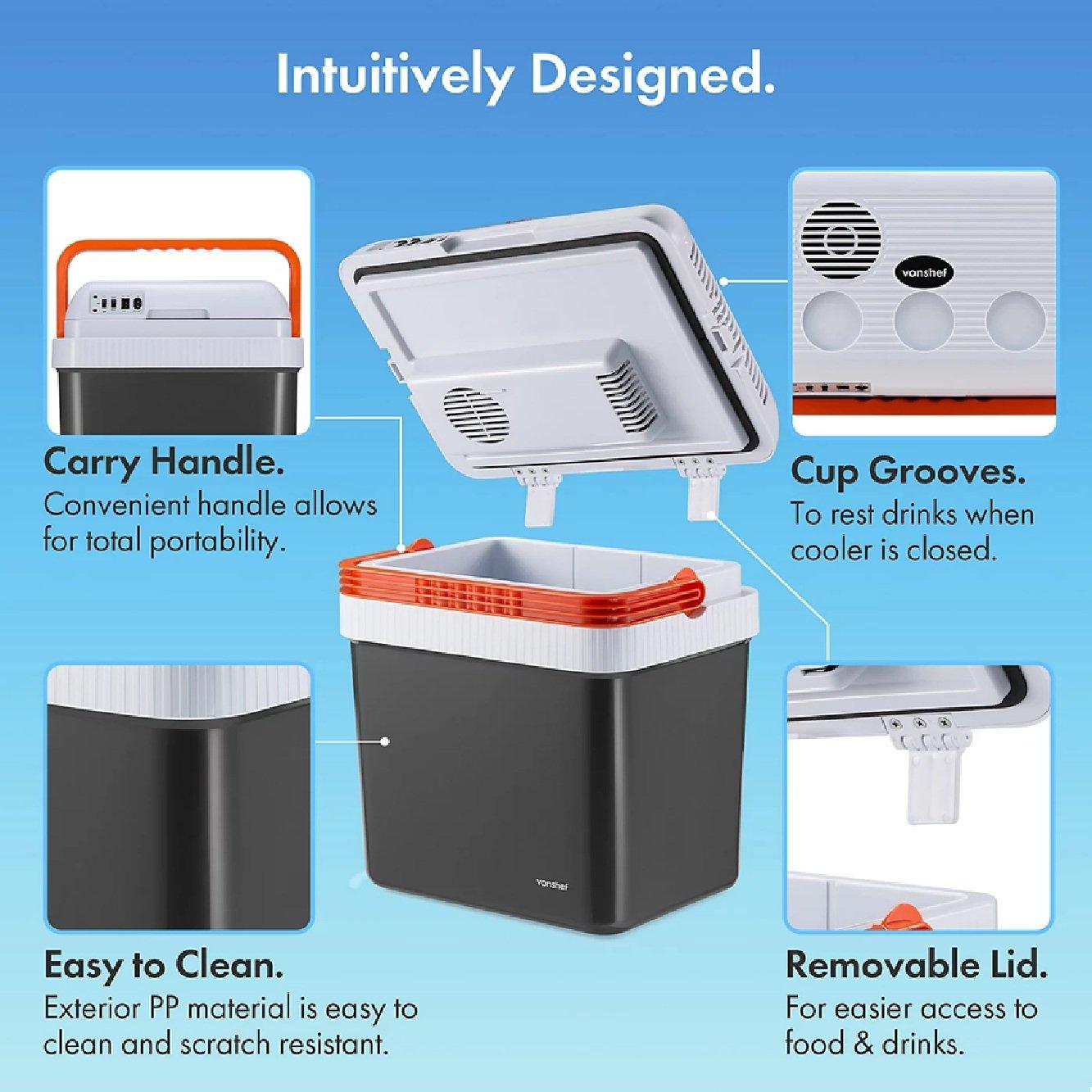 Grey - VonHaus - 24L Electric Cool Box - 3